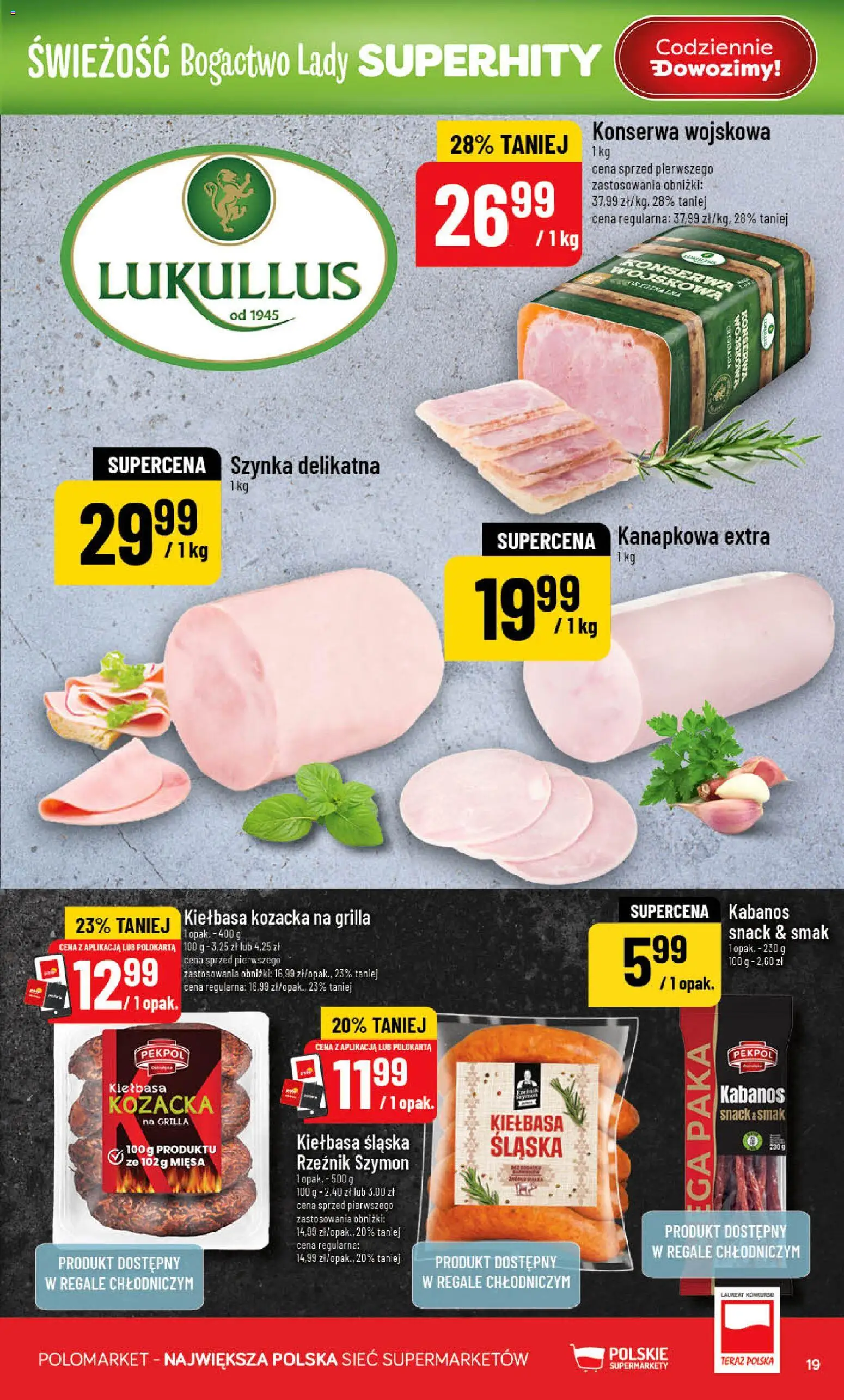 POLOmarket gazetka od 17.06.2026 | Strona: 19 | Produkty: Kiełbasa, Szynka, Kiełbasa śląska