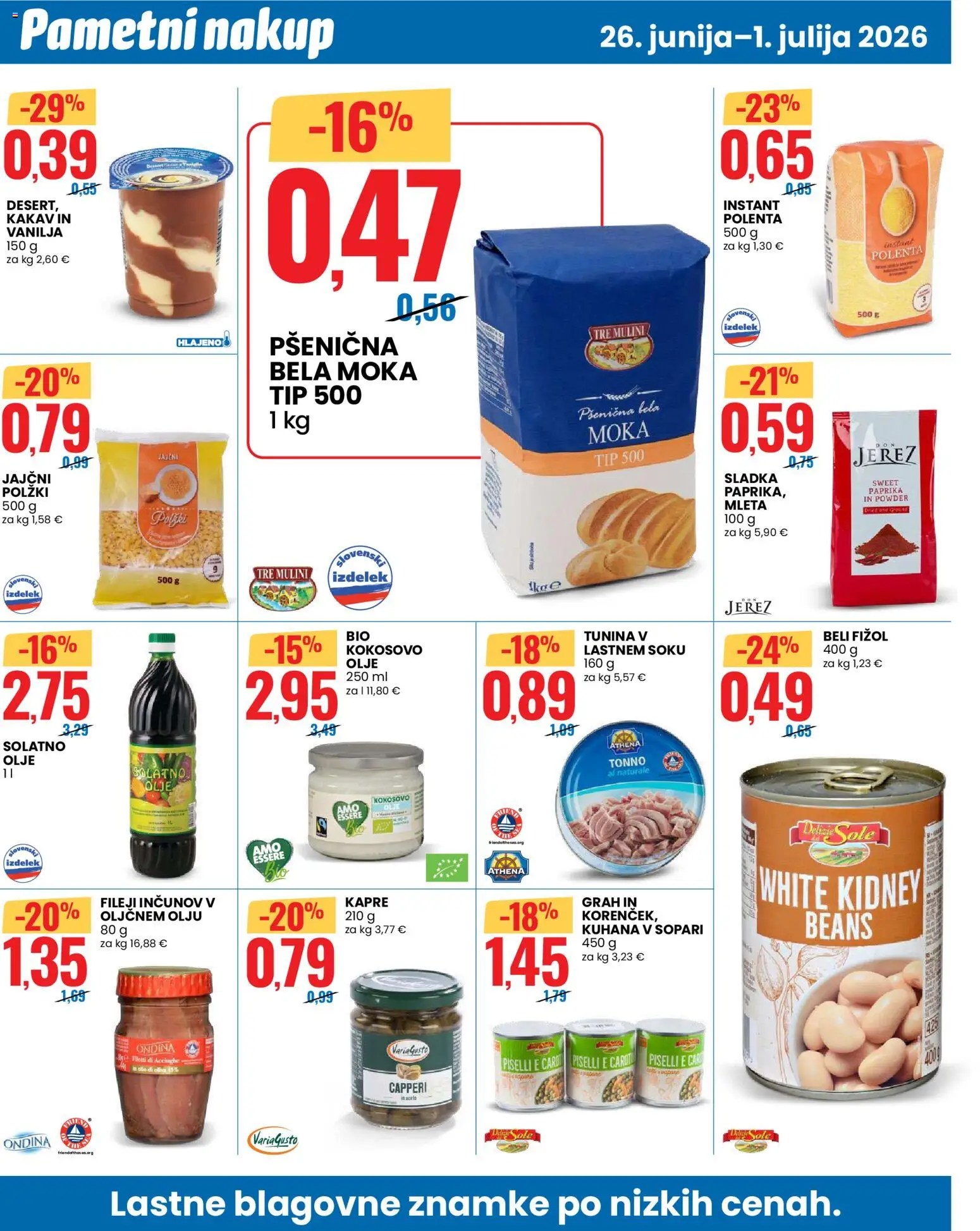 Novi Eurospin katalog ponudbe – veljaven od 26.06.2026 | Stran: 8 | Izdelki: Tuna, Kakav, Olje, Polenta