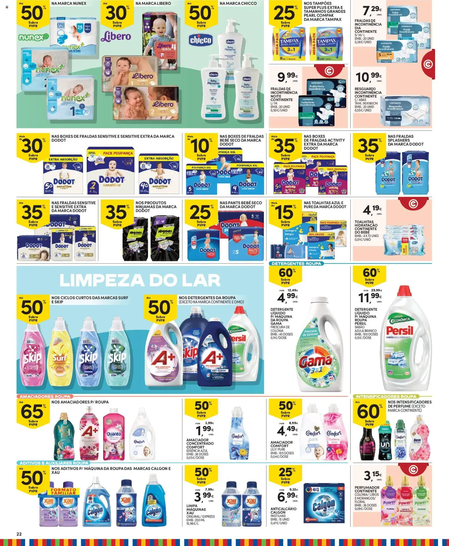 Continente Madeira │ válido de 21/07/2026 | Página: 22 | Produtos: Fraldas dodot, Detergente, Persil, Morangos