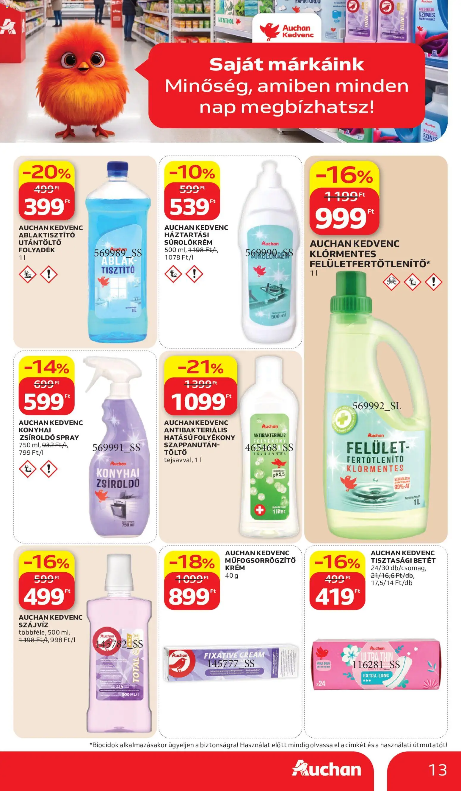Auchan akciós ujság - amely érvényes a következő dátumtól: 2026.10.15. | Oldal: 13 | Termékek: Tisztító, Krém, Utántöltő, Töltő