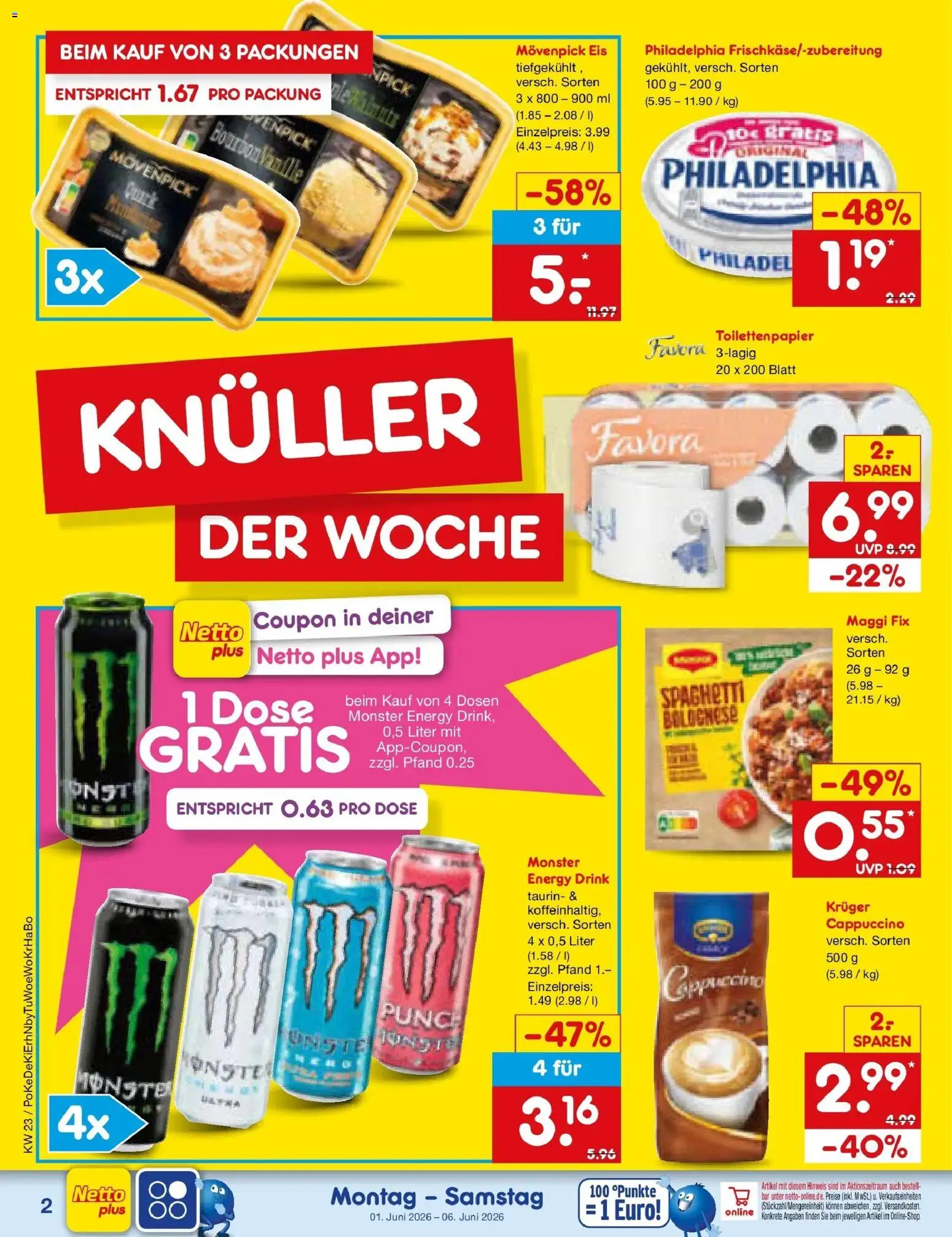 Netto Marken-Discount Prospekt Mistelbach – gültig ab 01.06.2026 | Seite: 2 | Produkte: Maggi, Movenpick eis, Maggi fix, Eis