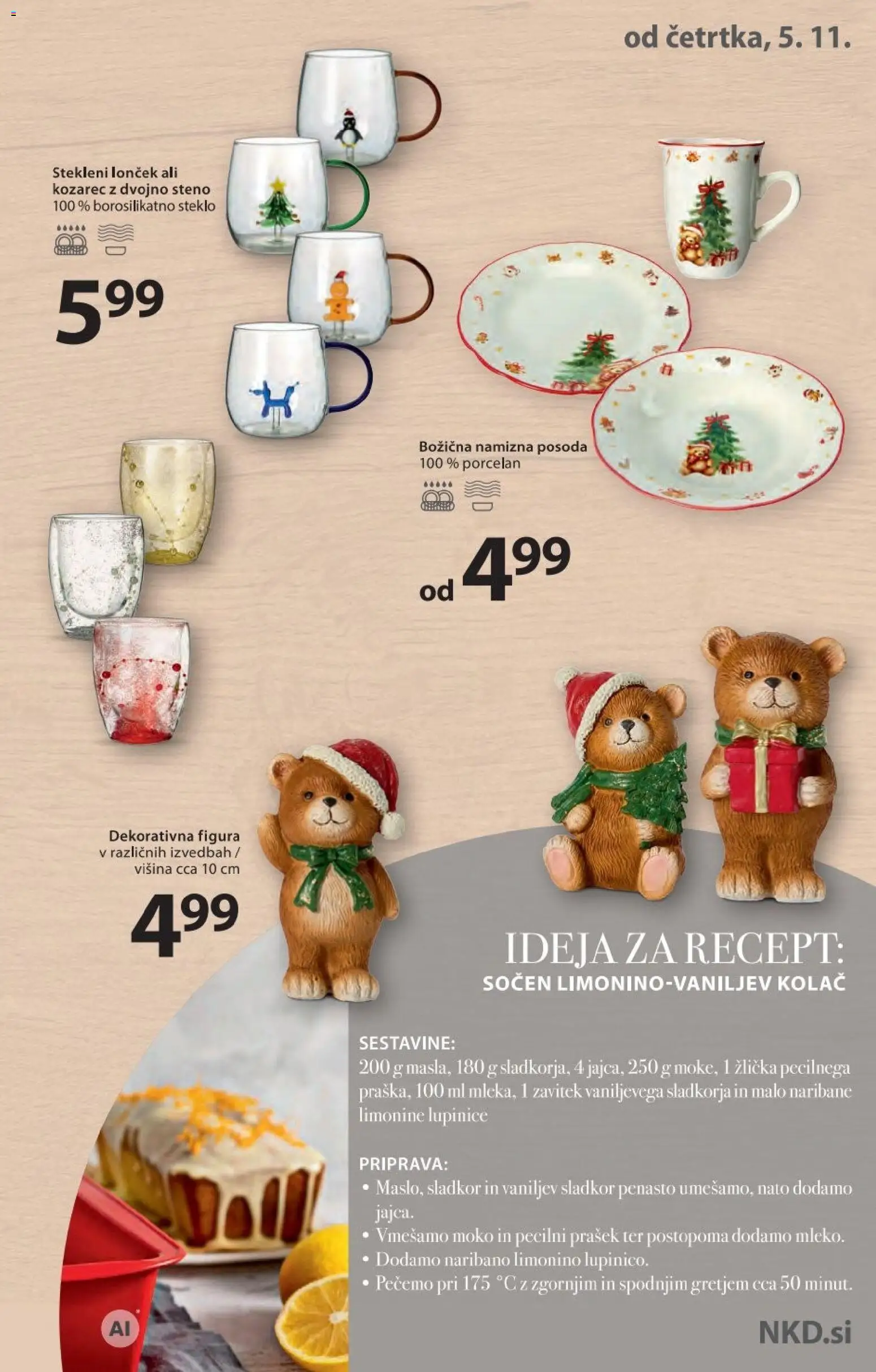 Novi NKD katalog ponudbe – veljaven od 05.11.2026 | Stran: 13 | Izdelki: Kolač, Prašek, Kozarec, Sladkor