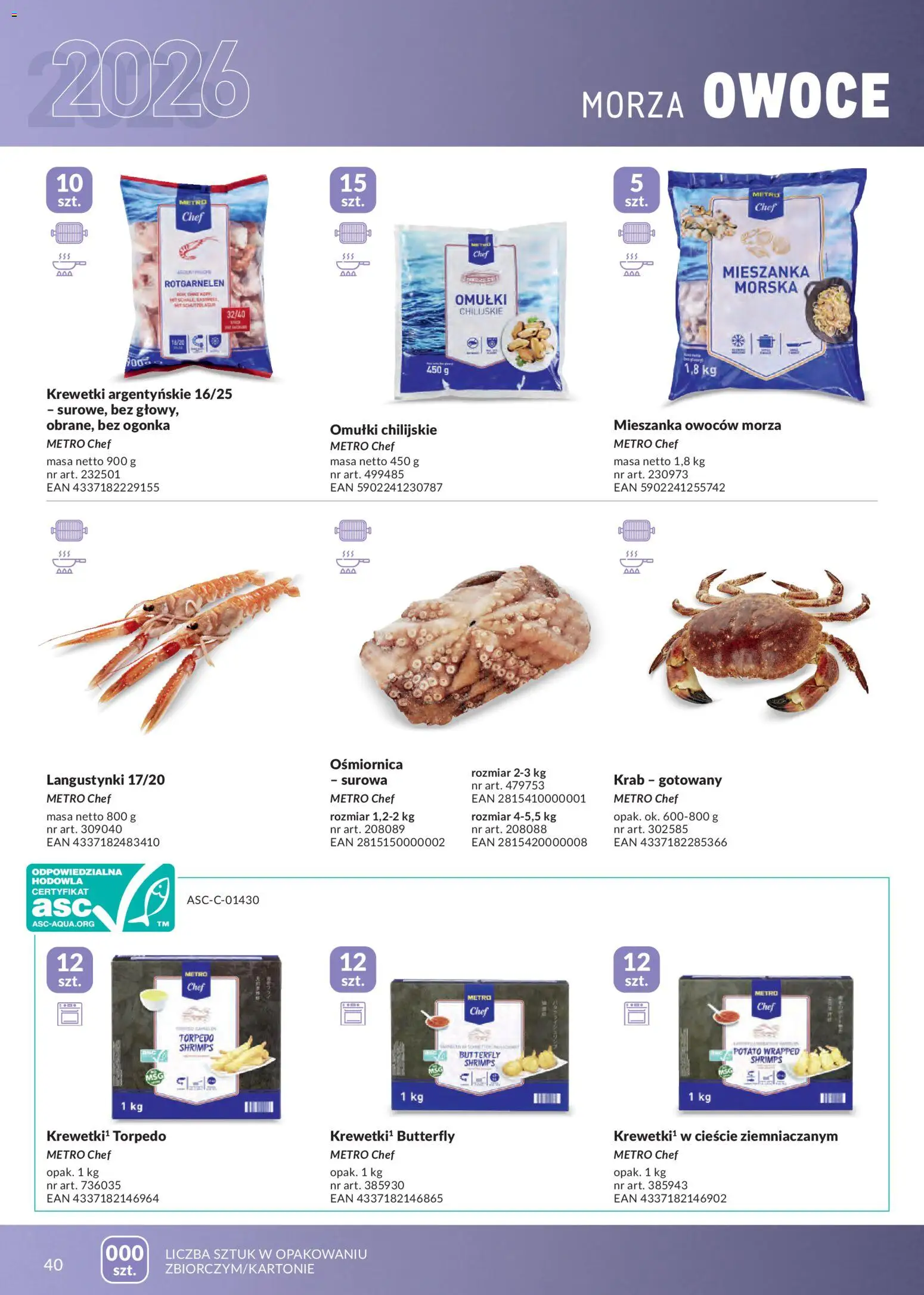 Makro gazetka - Mrożonki od 01.05.2026 | Strona: 40 | Produkty: Krewetki, Owoce