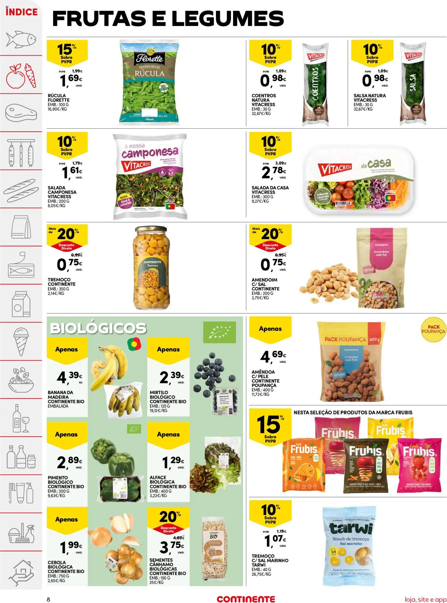 Continente folheto │ válido de 11/08/2026 | Página: 8 | Produtos: Cebola, Frutas, Salada, Pimento