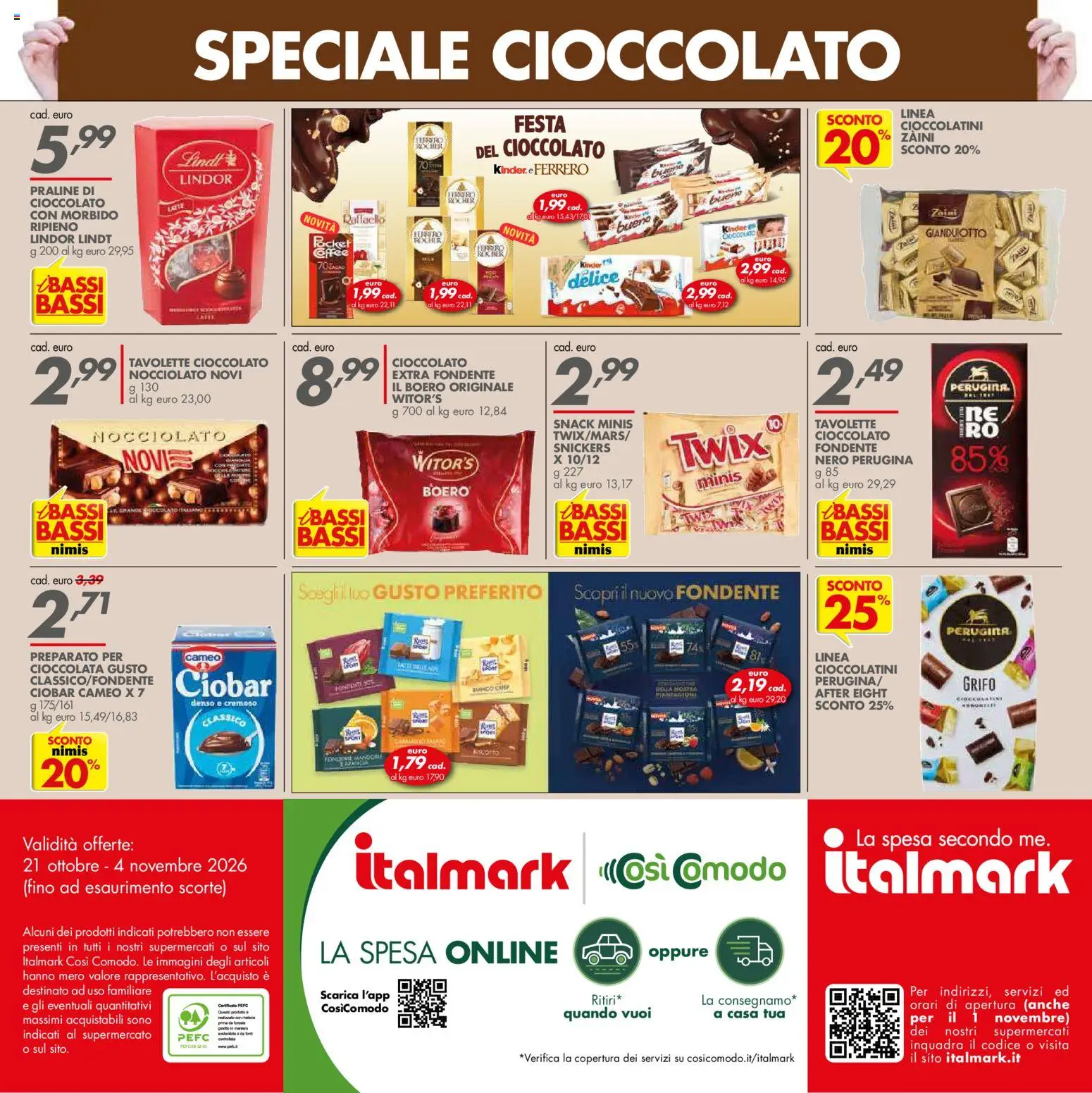 Volantino Italmark del 21/10/2026 | Pagina: 31 | Prodotti: Lindt, Cioccolatini, Snickers, Raffaello