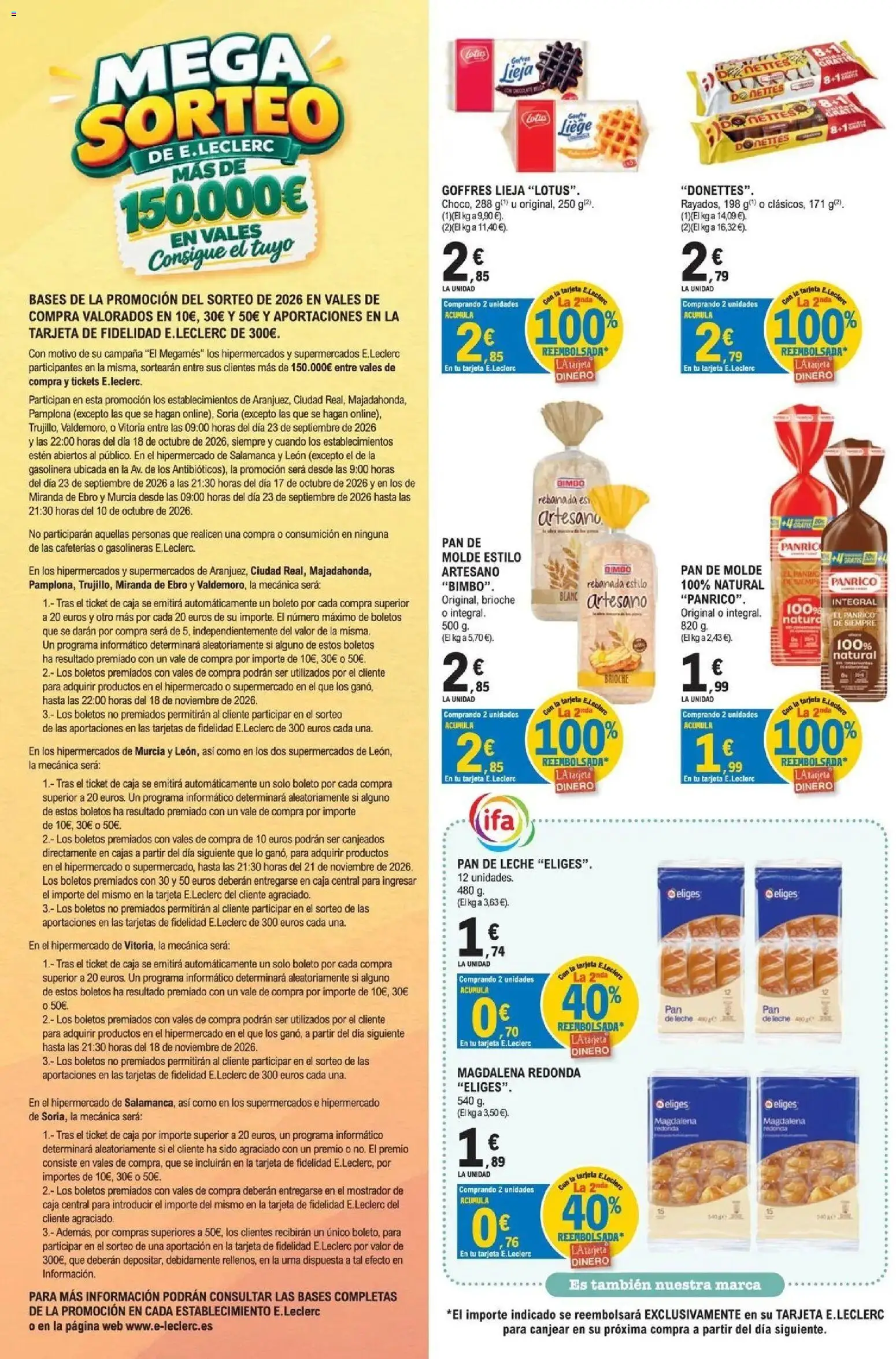 E.Leclerc Megames 2 07/10/2026 - 18/10/2026 | Página: 2 | Productos: Leche, Pan de leche, Gofres, Caja