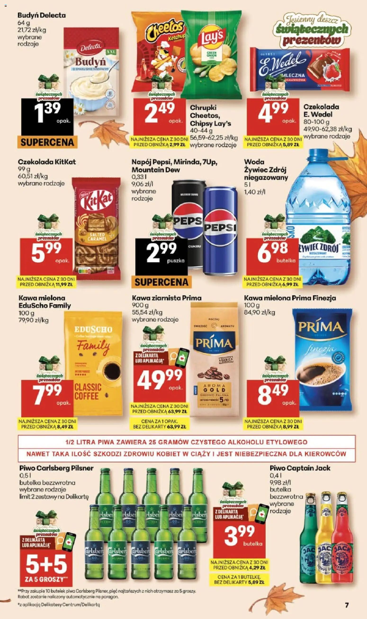 Delikatesy Centrum Black Weeks od 29.10.2026 | Strona: 7 | Produkty: Budyń, Carlsberg, Czekolada, Kawa mielona