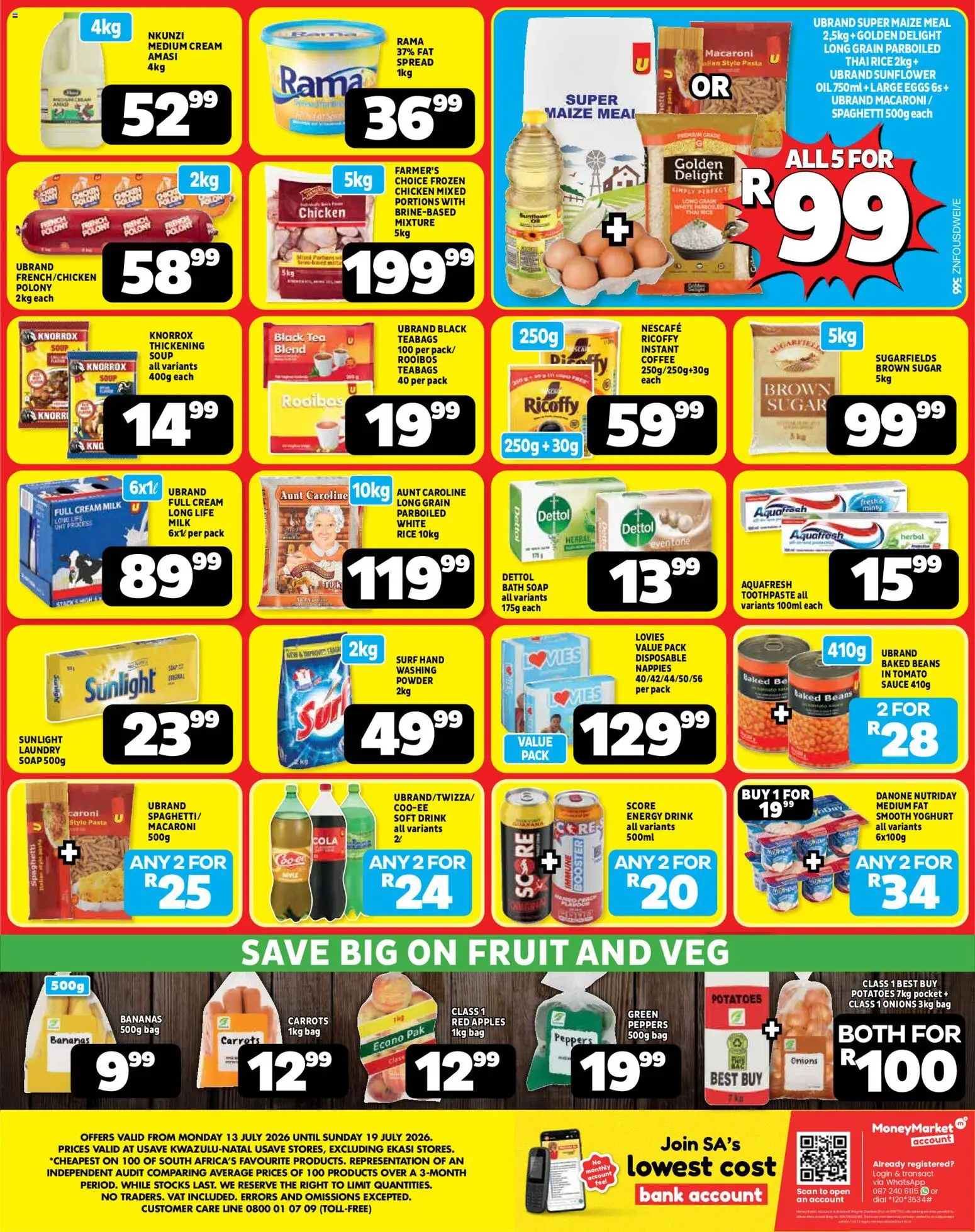 New Usave catalogue – valid from 13/07/2026 | Page: 2 | Products: Bath, Chicken, Carrots, Soup