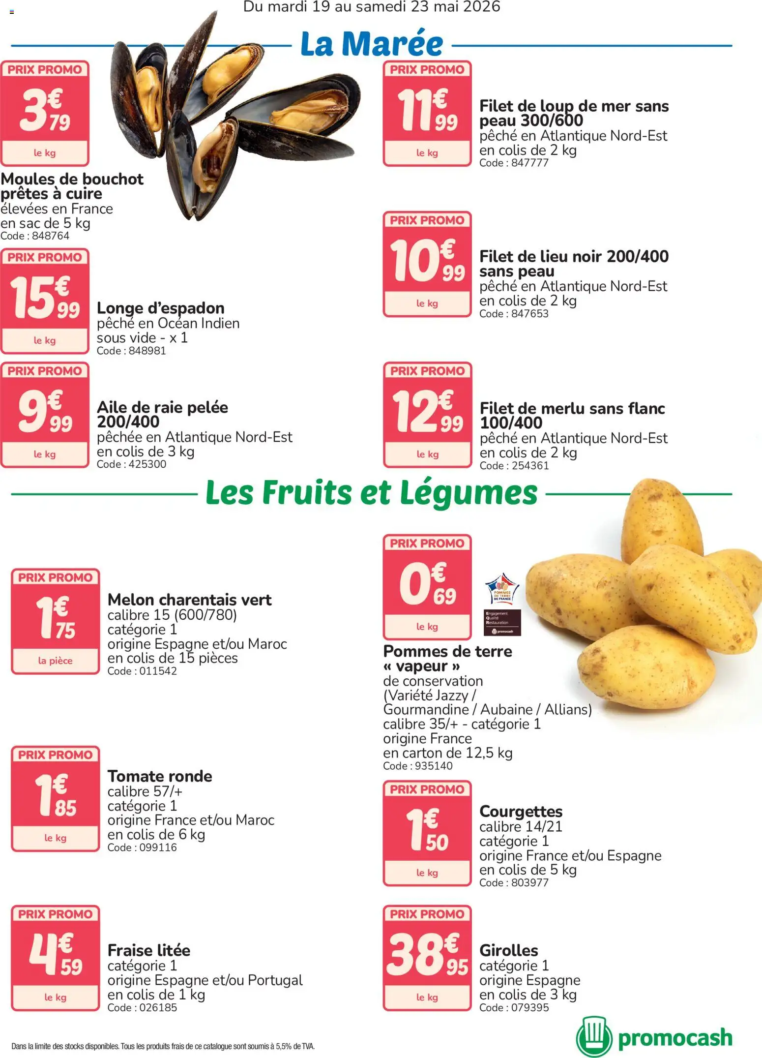 {H1} | Page: 2 | Produits: Fraise, Aile de raie, Moules de bouchot, Pommes