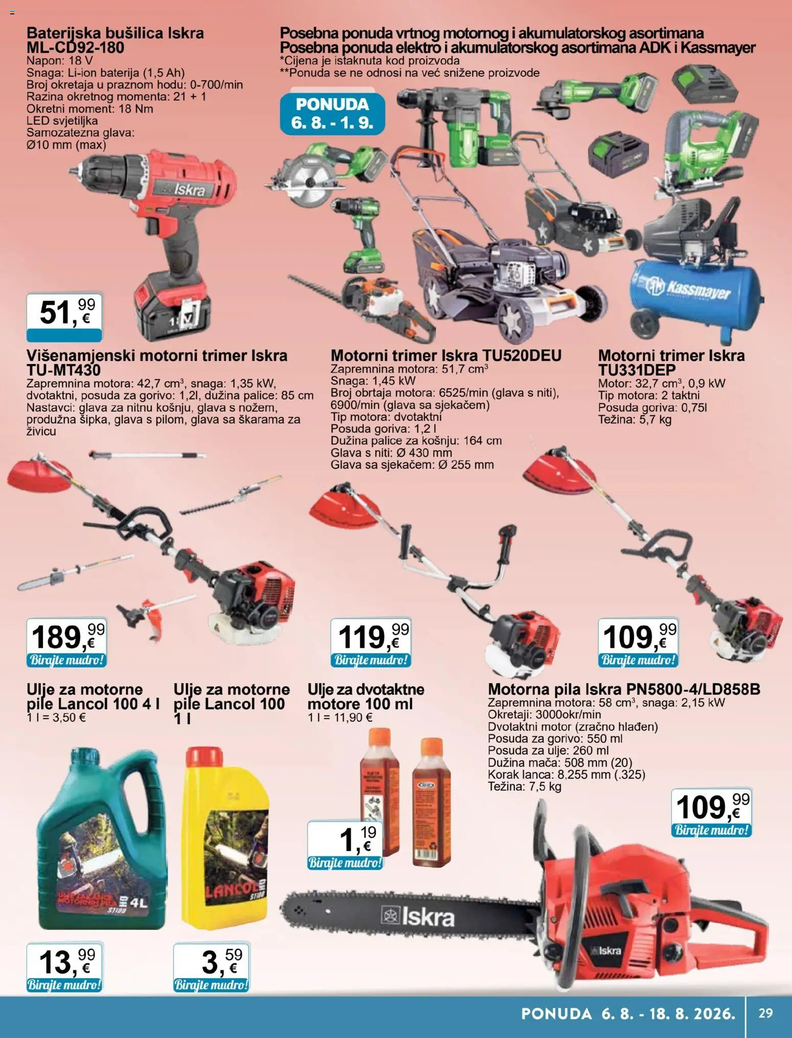 KTC katalog | vrijedi od 06.08.2026 | Stranica: 19 | Proizvodi: Baterija, Ulje, Trimer, Bušilica