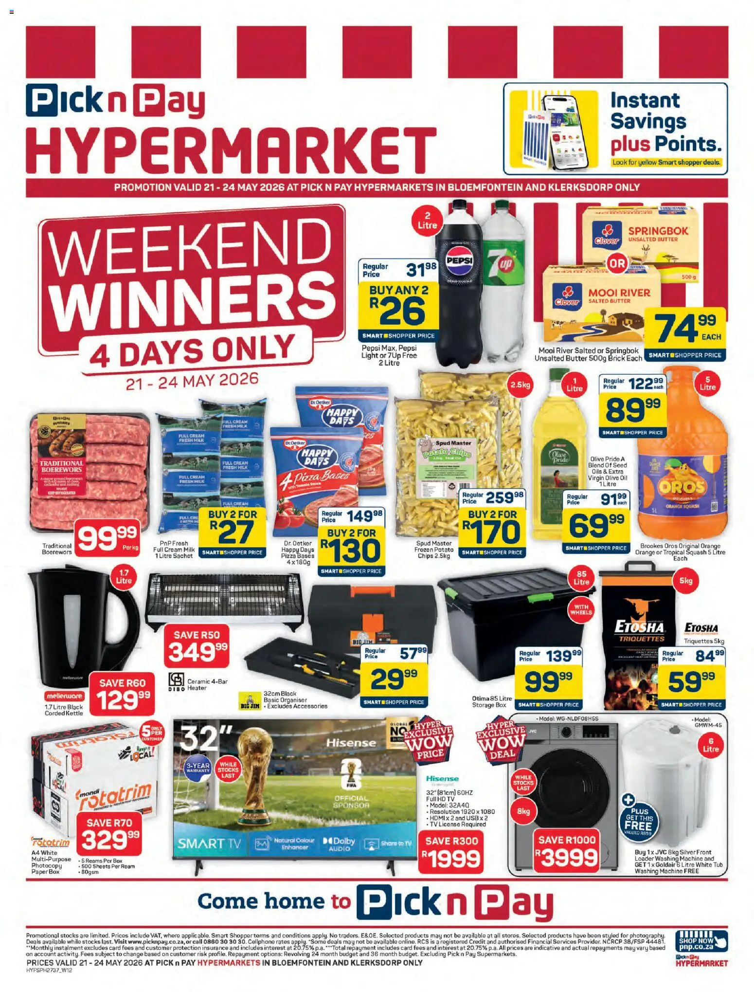 New Pick n Pay catalogue – valid from 21.05.2026 | Page: 1 | Products: USB, Pizza, Heater, Cream