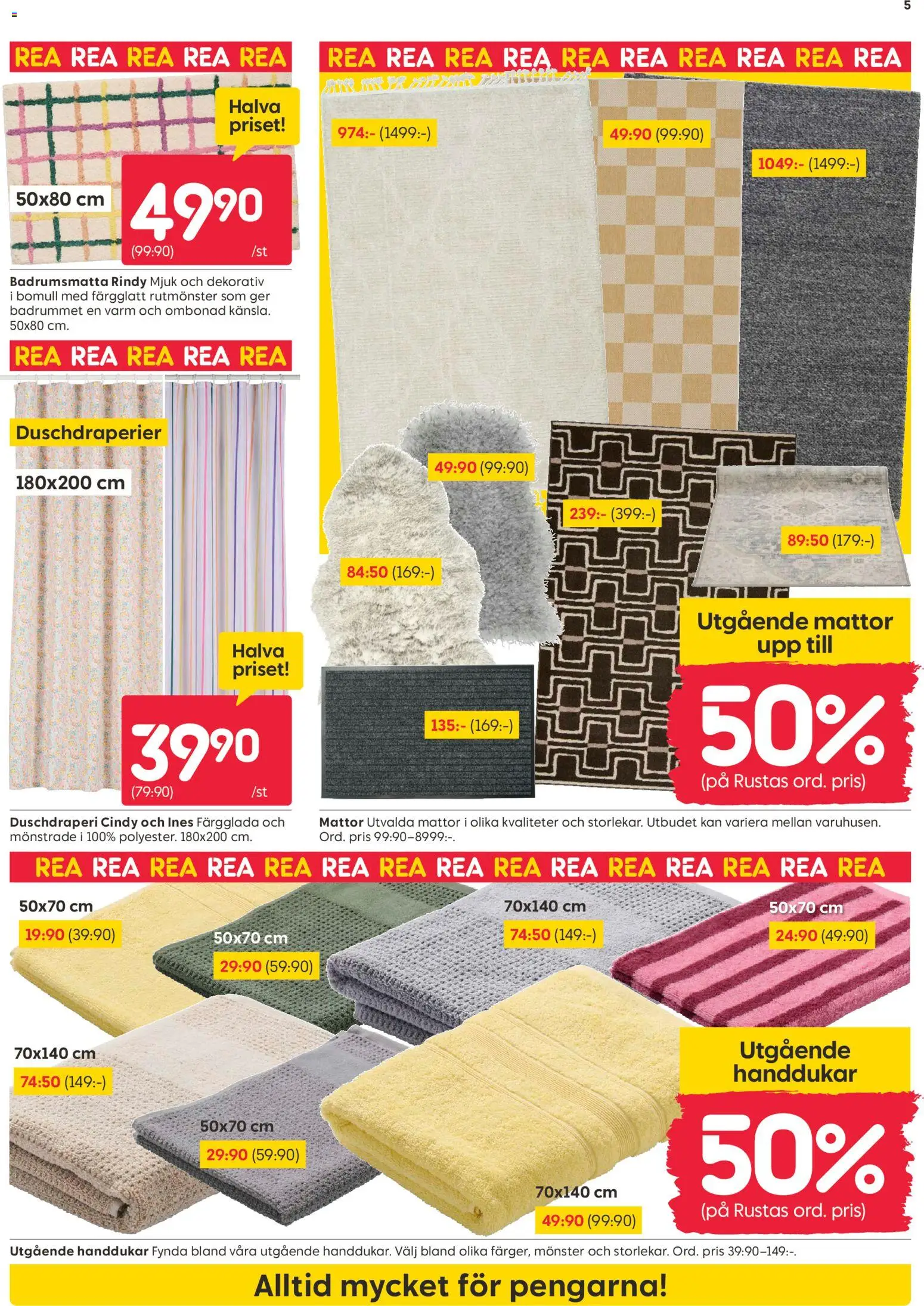 Rusta reklamblad aktuell från 22/06/2026 | Sida: 5 | Produkter: Badrumsmatta, Duschdraperi