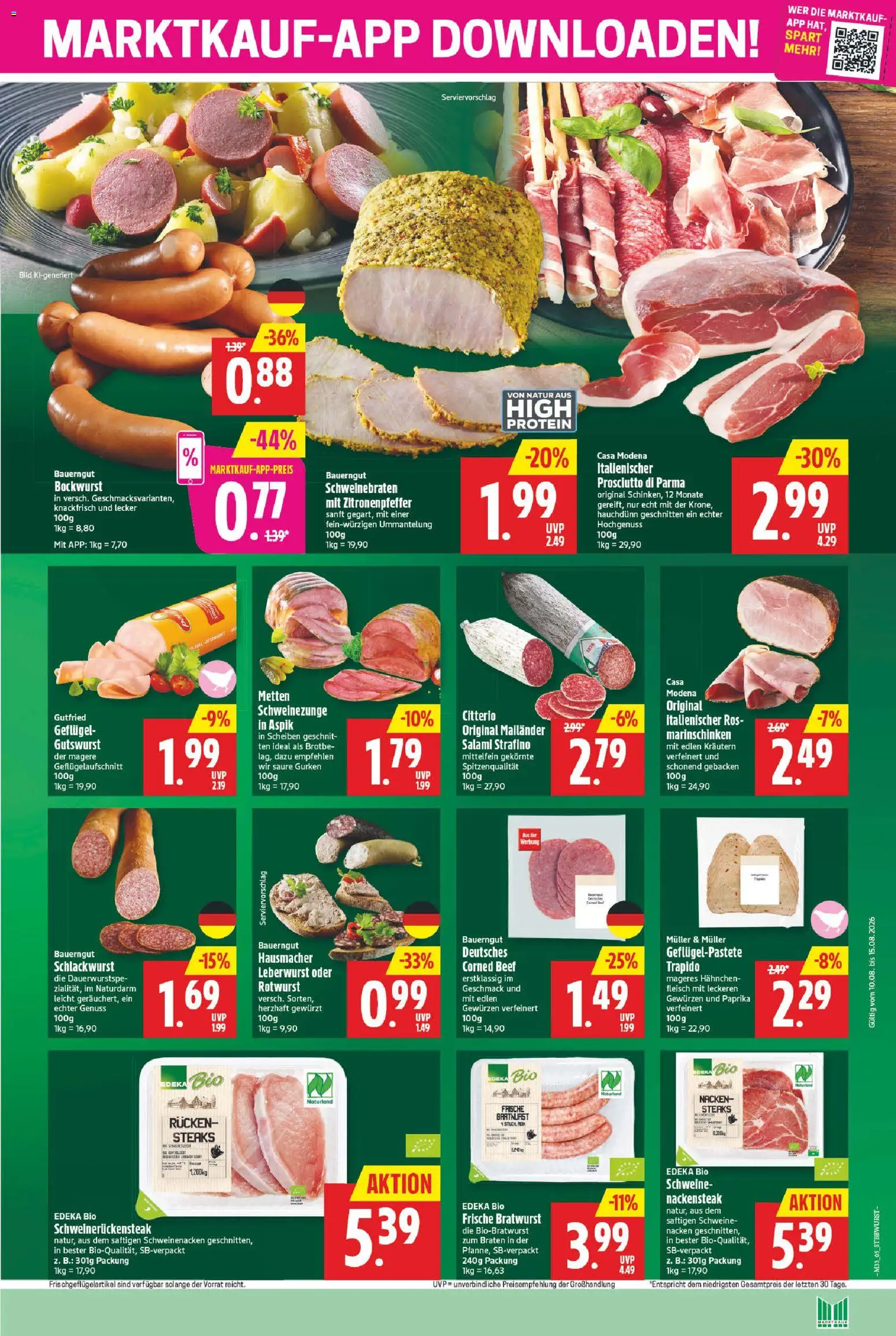 Marktkauf Prospekt – gültig ab 10.08.2026 | Seite: 5 | Produkte: Bratwurst, Schweinenacken, Bauerngut, Fleisch