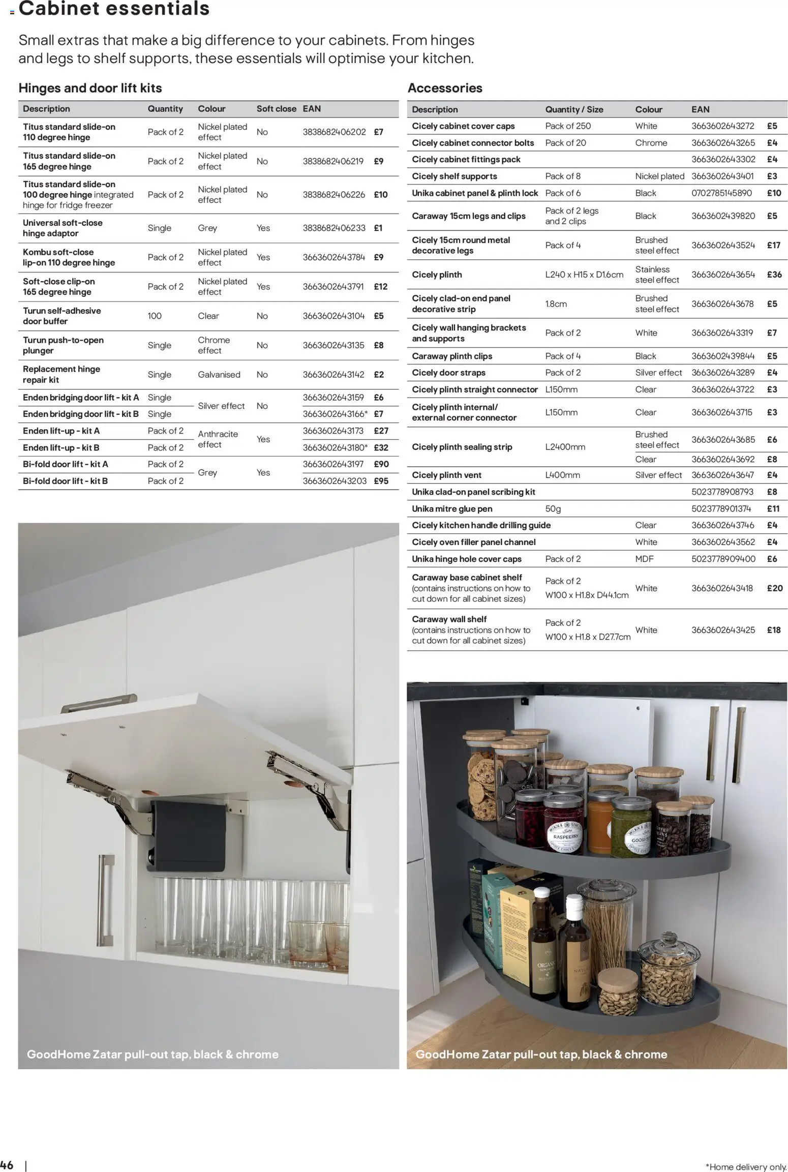 {H1} | Page: 46 | Products: Base cabinet, Door, Connector, Oven