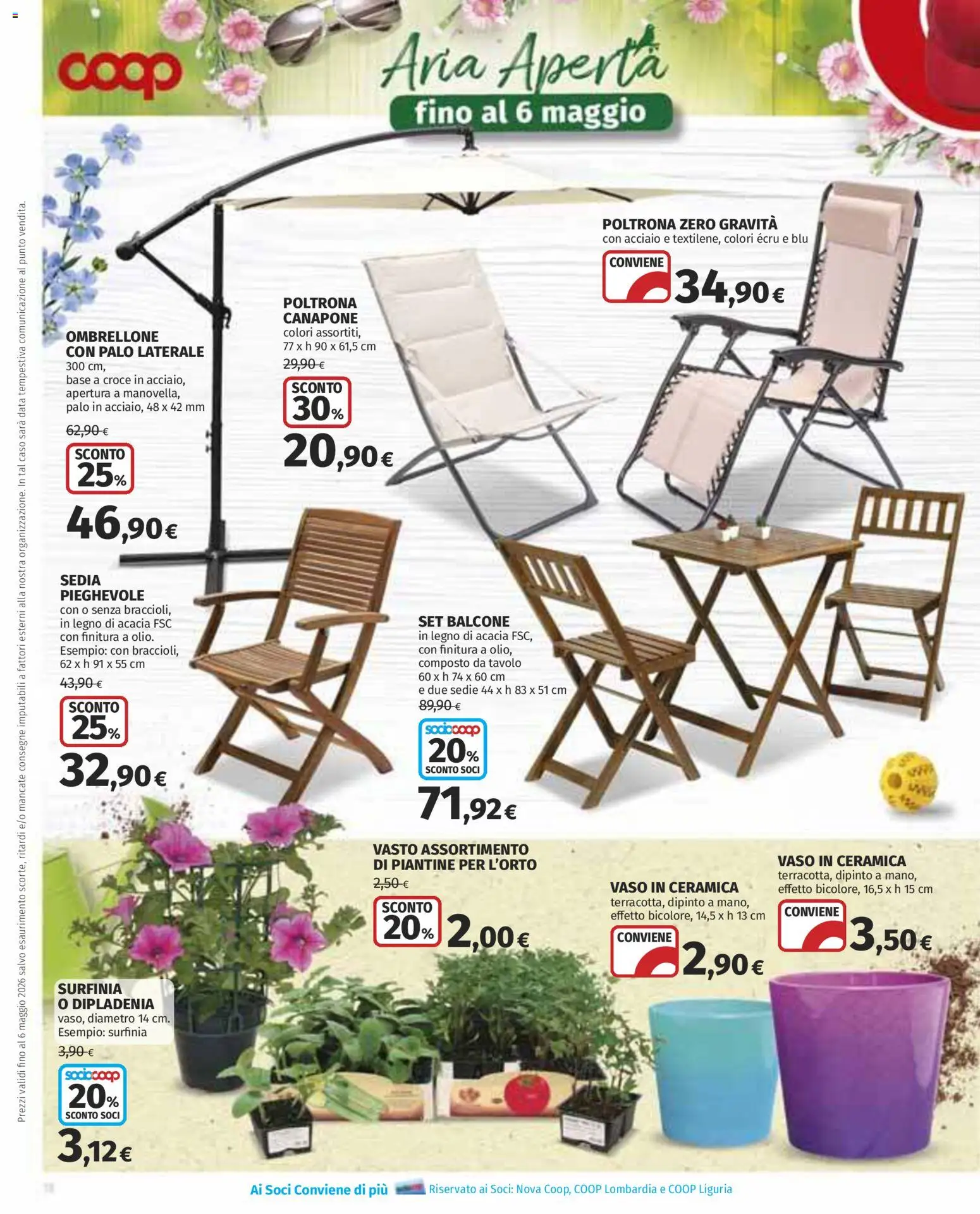 Volantino COOP del 16.04.2026 | Pagina: 18 | Prodotti: Ombrellone, Data, Poltrona, Tavolo