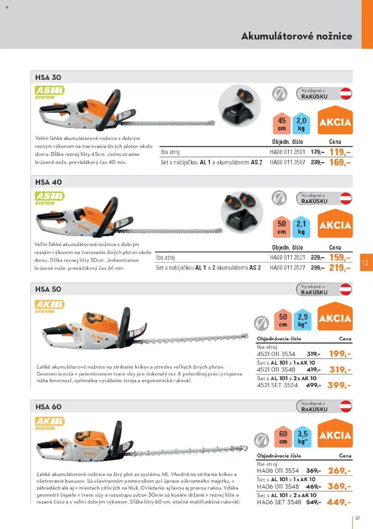 Nové STIHL akcie – leták je platný od 29.09.2025 | Strana: 97 | Produkty: Nožnice na živý plot