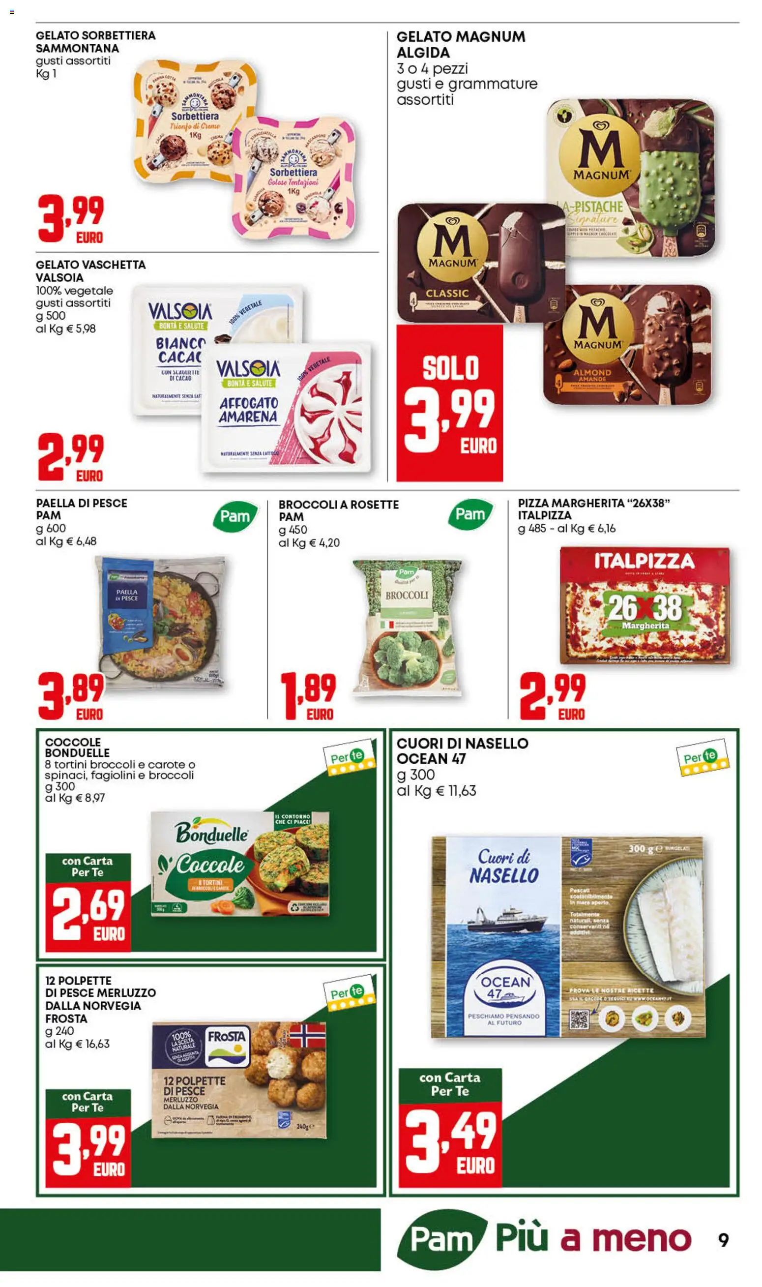 Volantino PAM del 27/08/2026 | Pagina: 9 | Prodotti: Pizza, Pesce, Merluzzo, Broccoli