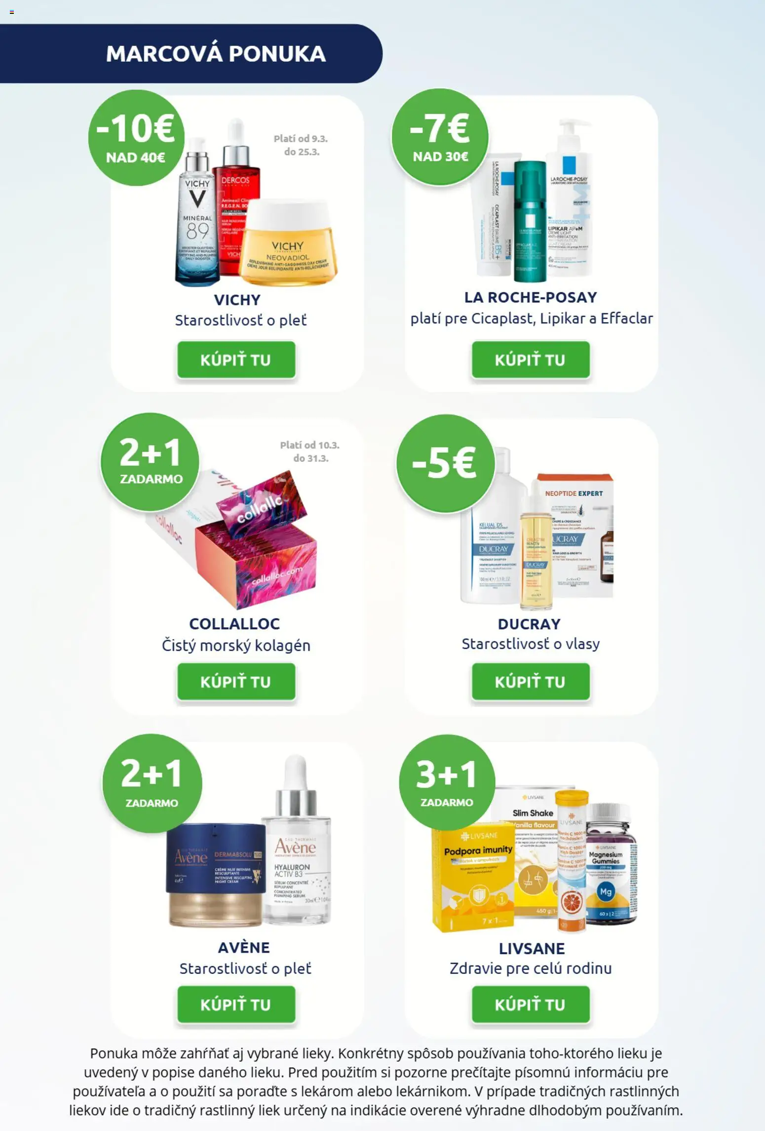 Nové BENU Lekáreň akcie – leták je platný od 01.03.2026 | Strana: 3 | Produkty: Kolagén, Vichy, Avene
