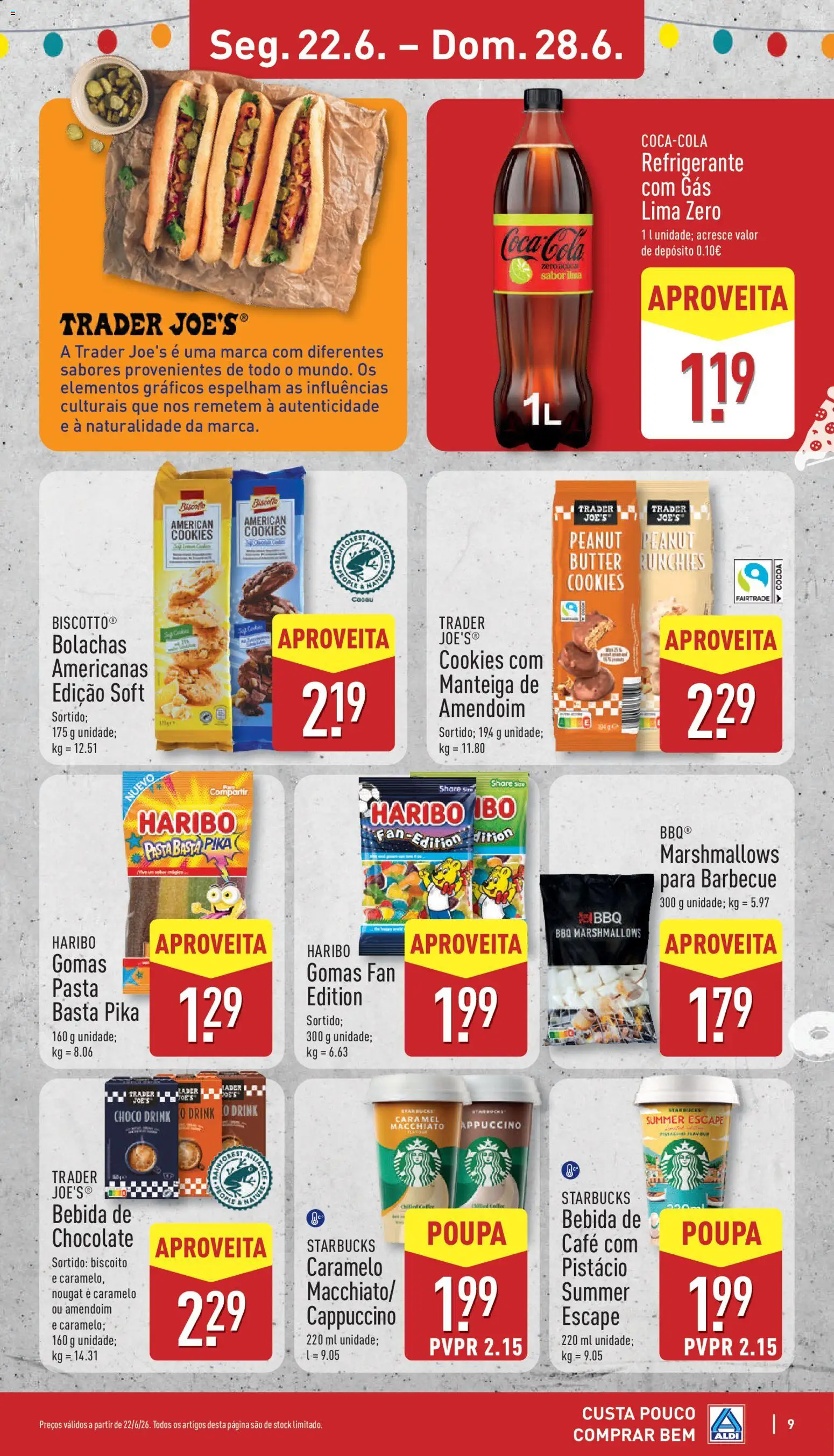 Aldi folheto │ válido de 22.06.2026 | Página: 9 | Produtos: Refrigerante, Manteiga, Gomas, Bebida