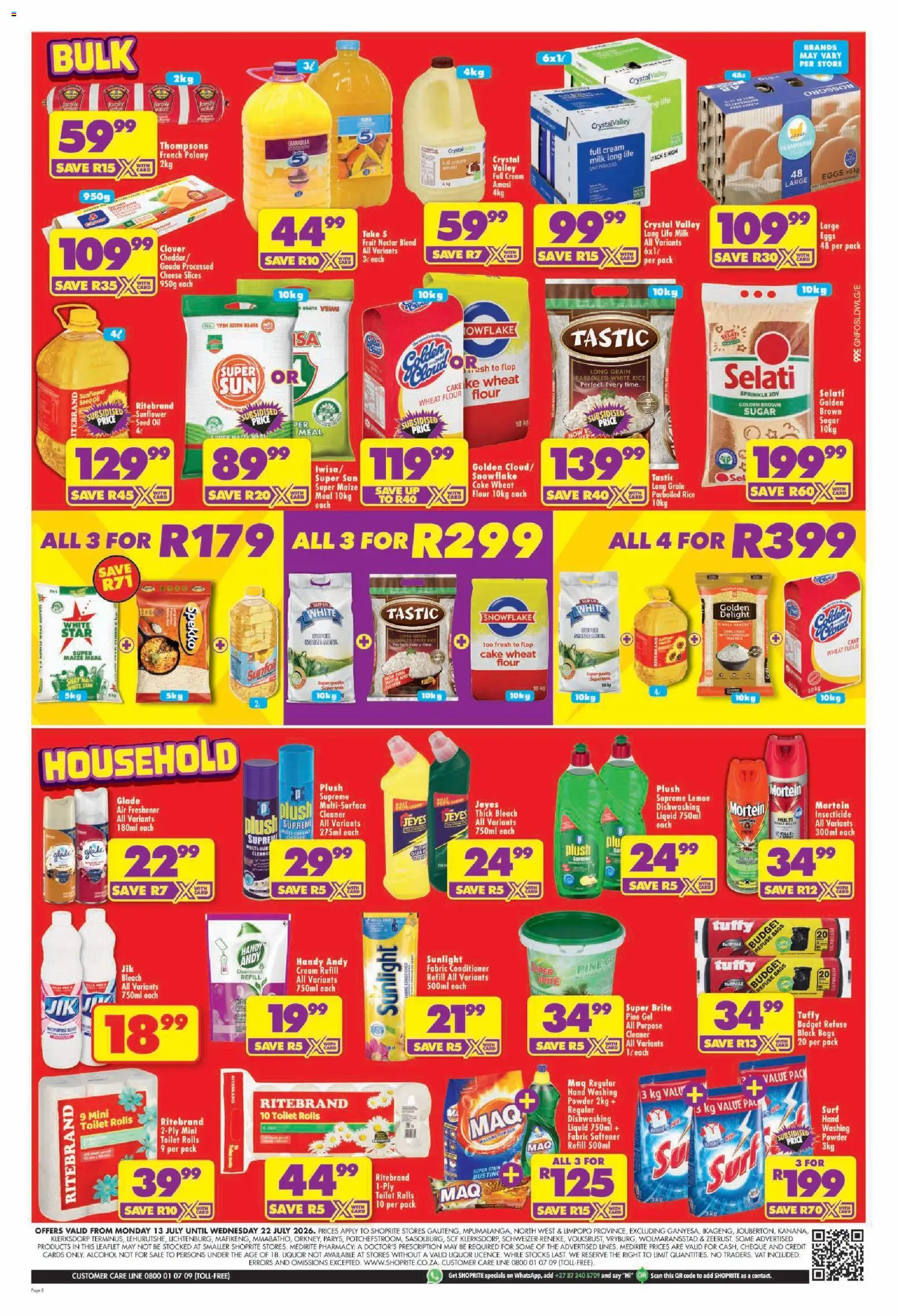 New Shoprite catalogue – valid from 13/07/2026 | Page: 8 | Products: Rags, Black bags, Cream, Fruit
