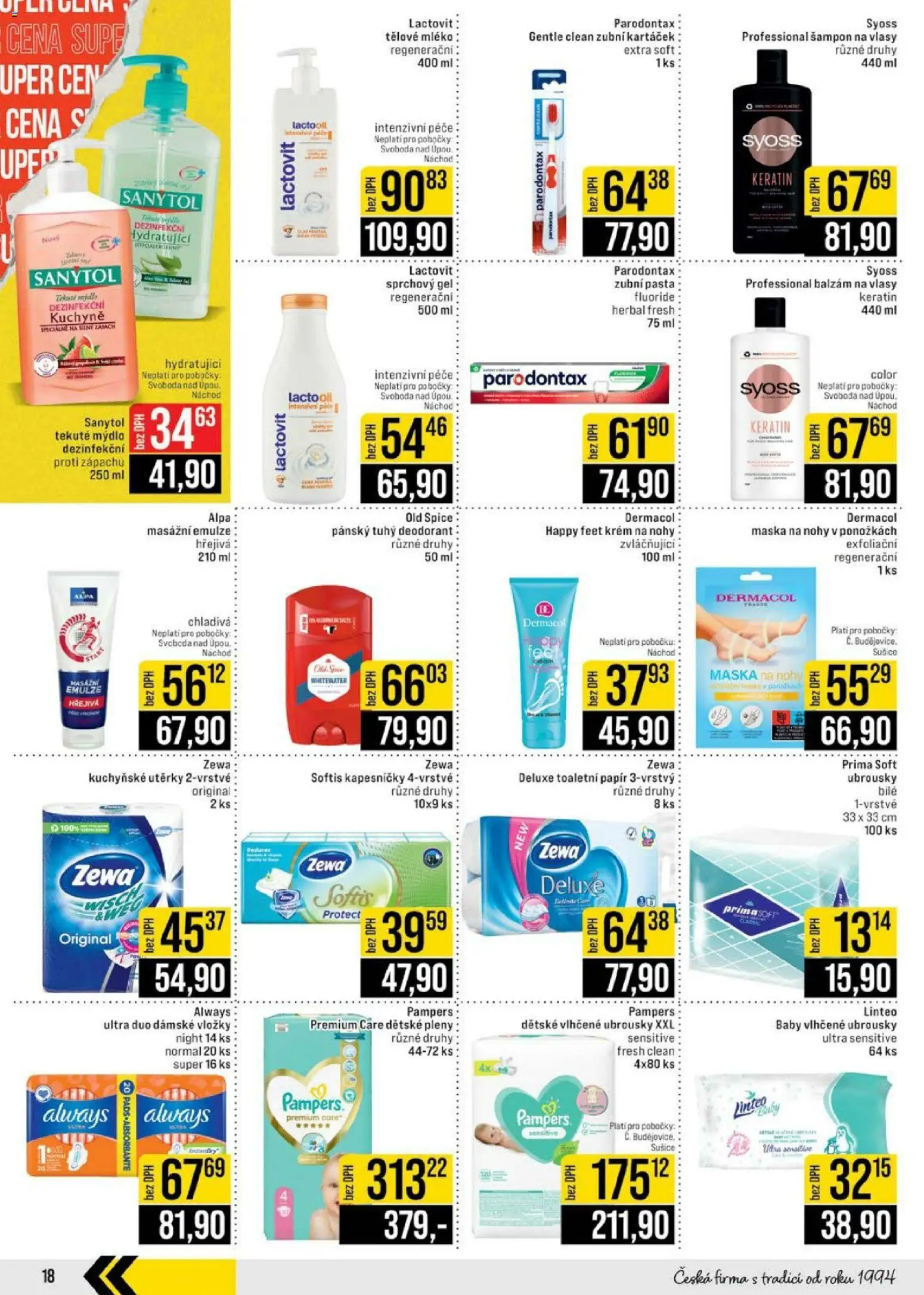 Jip leták - Cash & Carry od 22.04.2026 | Strana: 18 | Produkty: Tělové mléko, Mléko, Old Spice, Šampon
