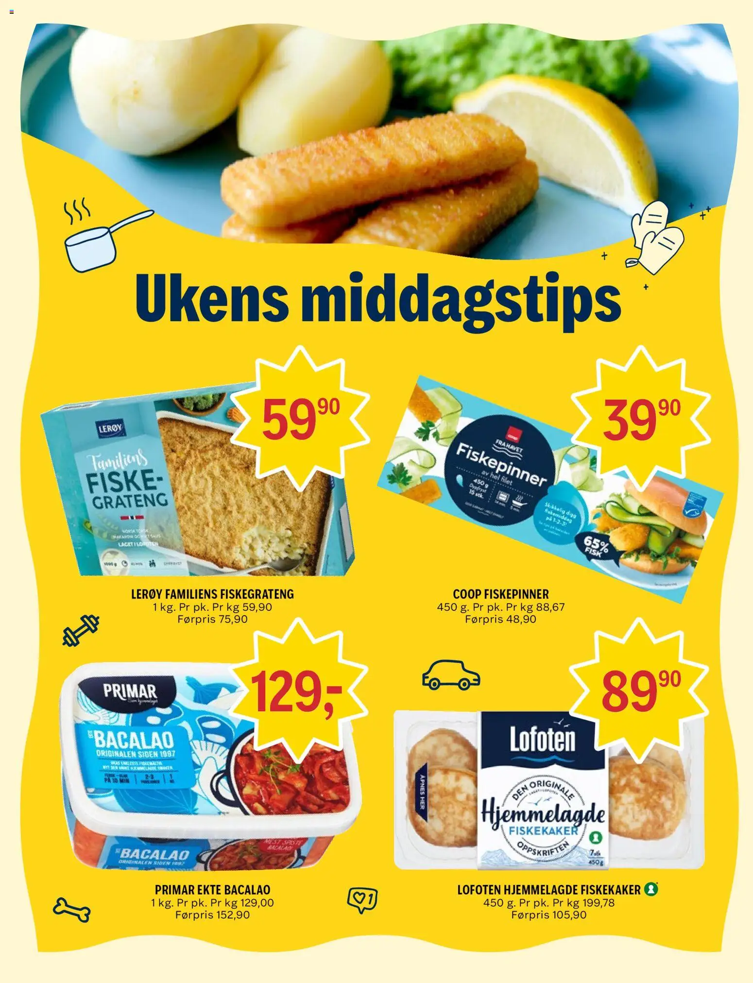 {H1} | Side: 2 | Produkter: Fisk, Fiskekaker, Fiskepinner, Fiskegrateng