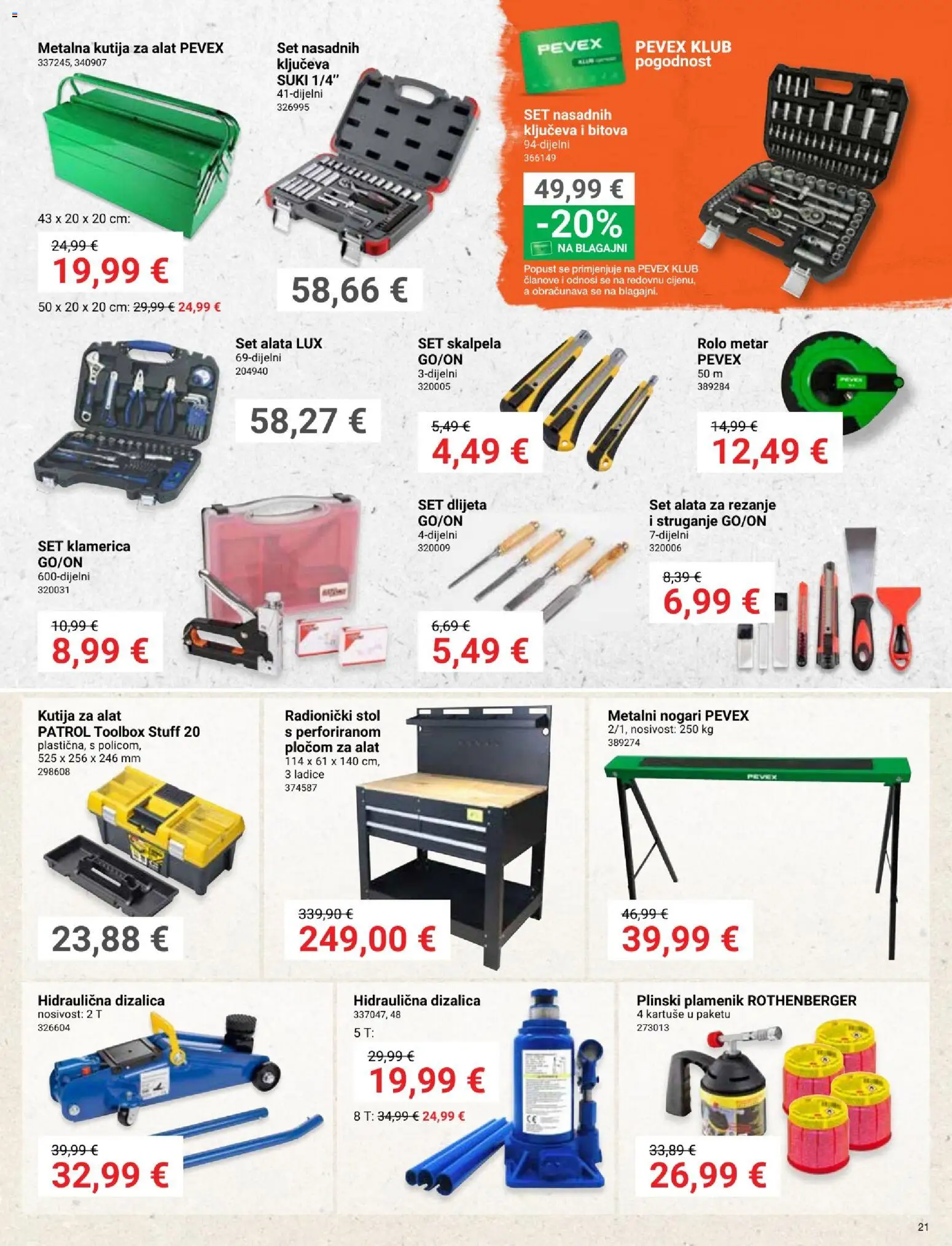 Pevex katalog | vrijedi od 03.04.2026 | Stranica: 21 | Proizvodi: Ladice, Alat, Kutija za alat, Metar