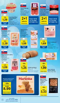 Tesco leták platný od 02.09.2026 | Strana: 18 | Produkty: Slanina, Cottage cheese, Marlenka, Treska