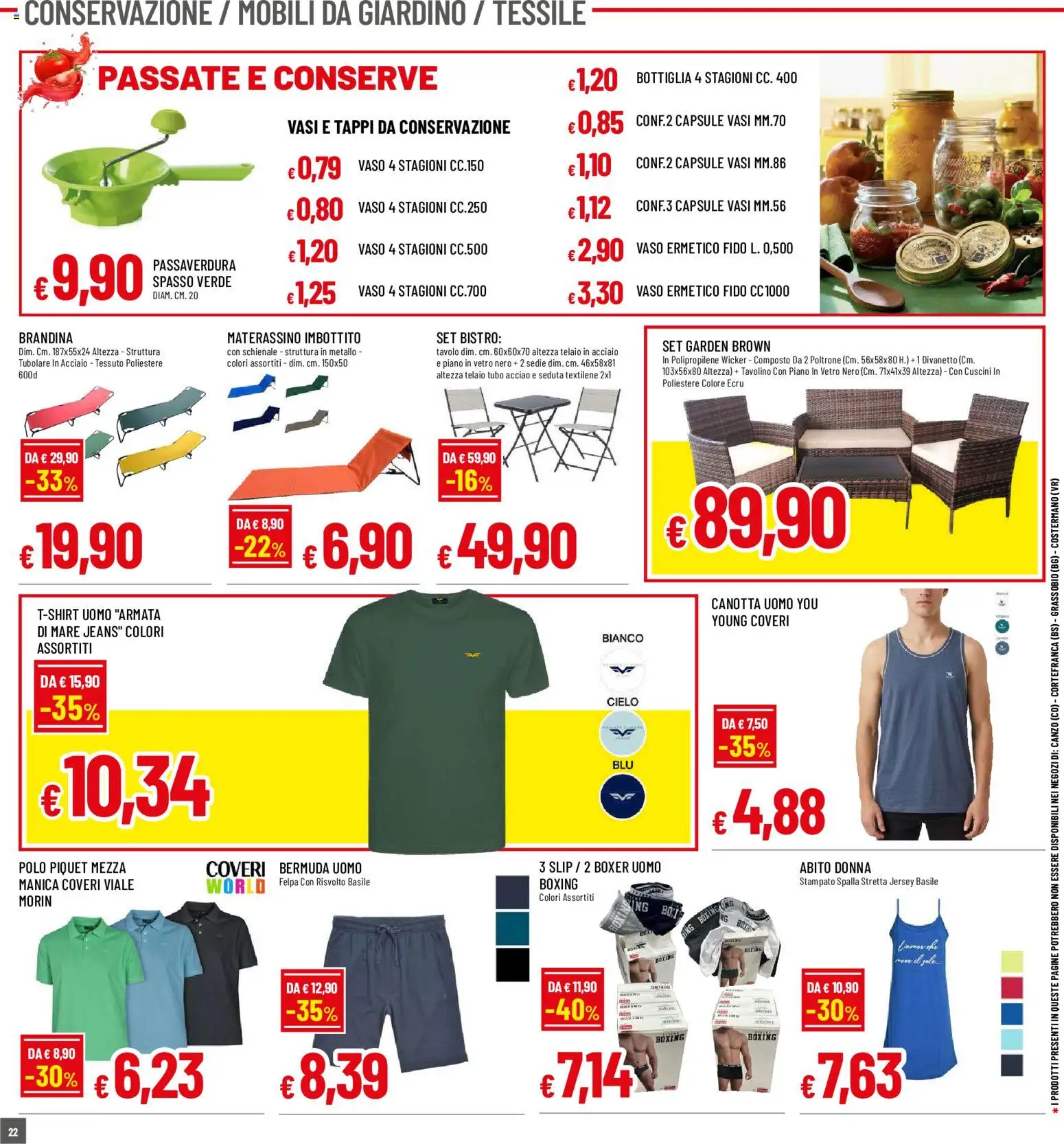 Volantino Famila del 30/07/2026 | Pagina: 22 | Prodotti: Canotta, Boxer, Conserve, Bottiglia