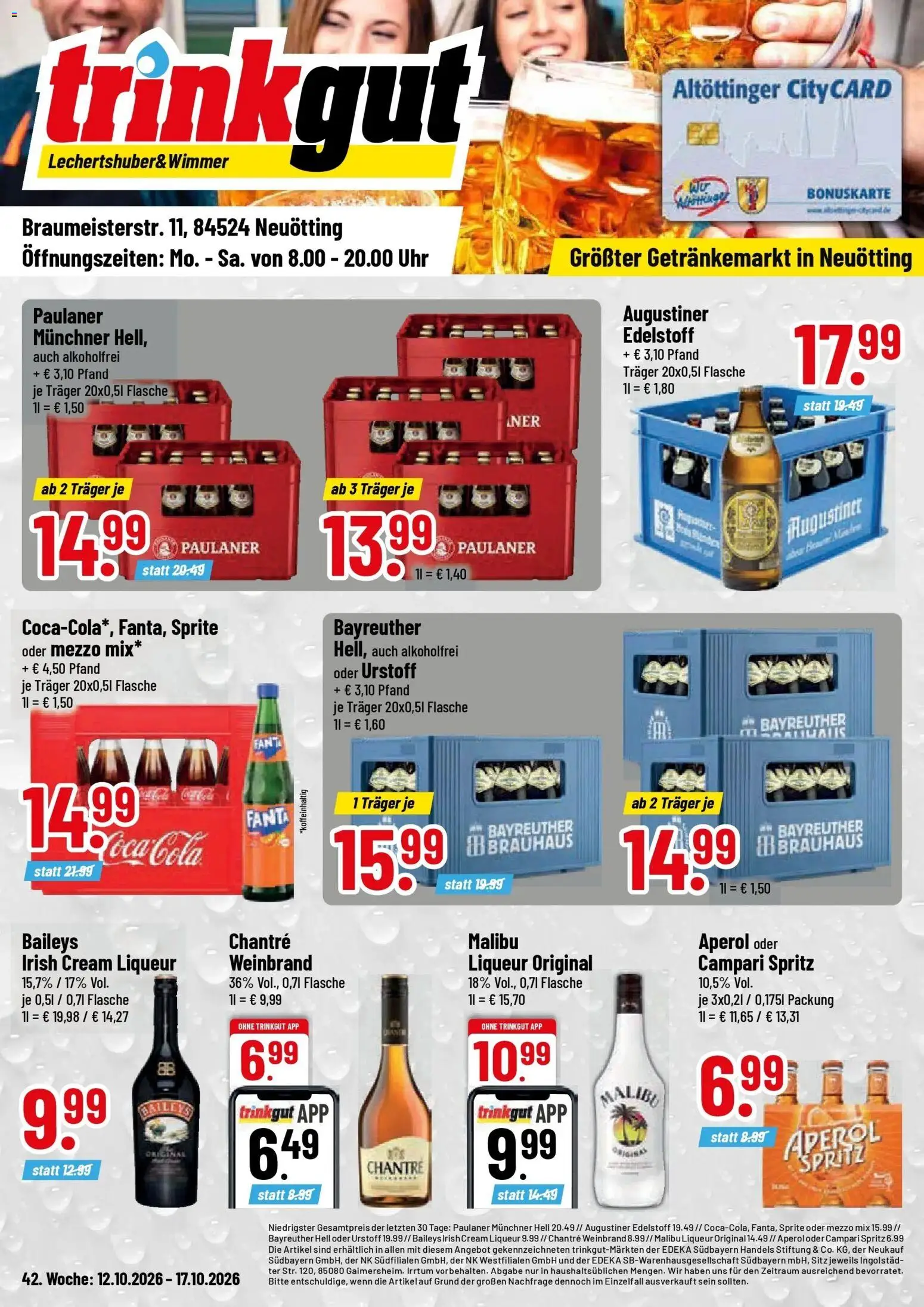 Trinkgut Prospekt Neuötting (ab 12.10.2026) » Angebote online | Seite: 1 | Produkte: Mezzo mix, Fanta, Aperol, Uhr