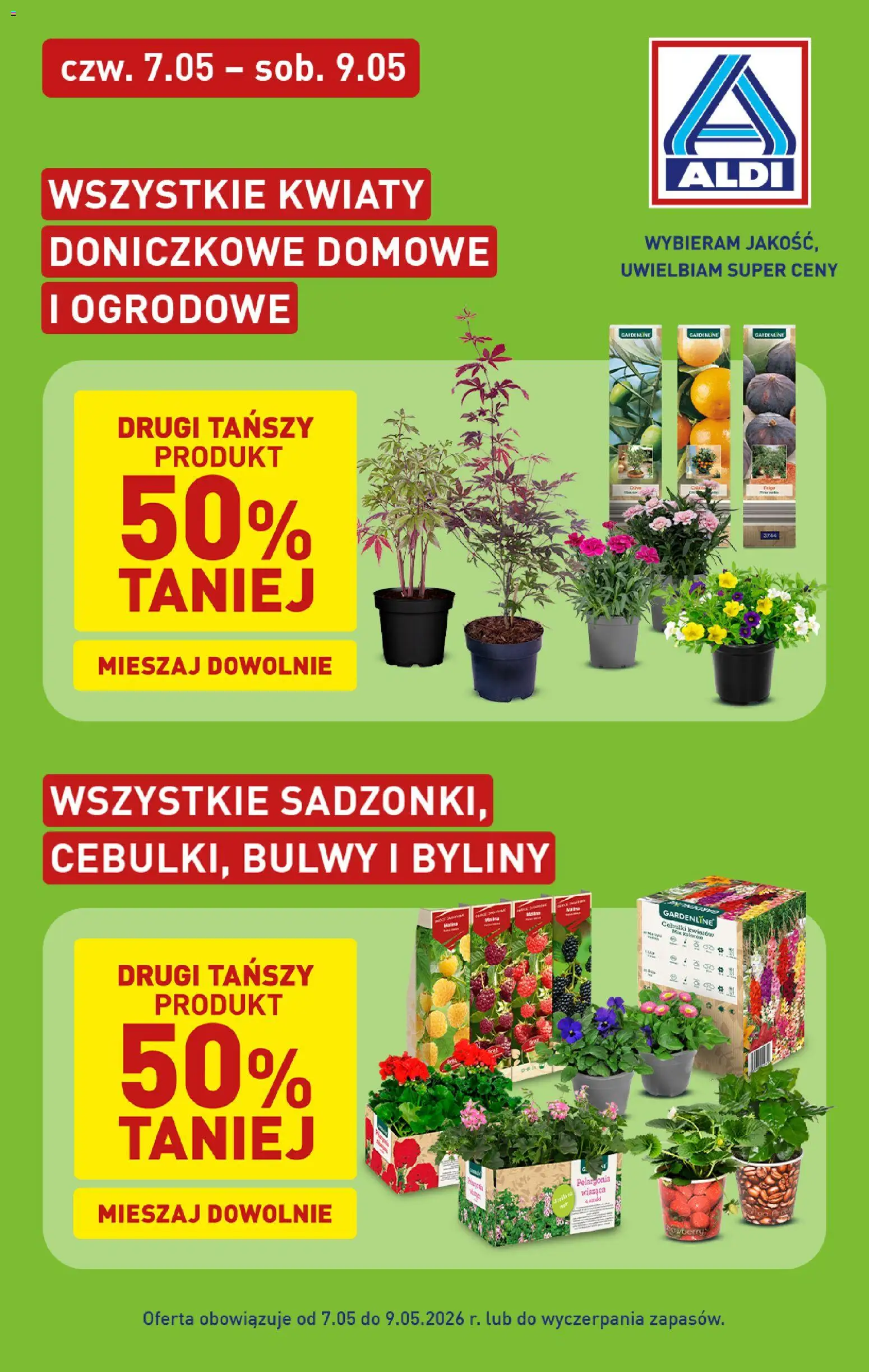 Aldi gazetka - Promocje weekend od 07.05.2026 | Strona: 1 | Produkty: Kwiaty