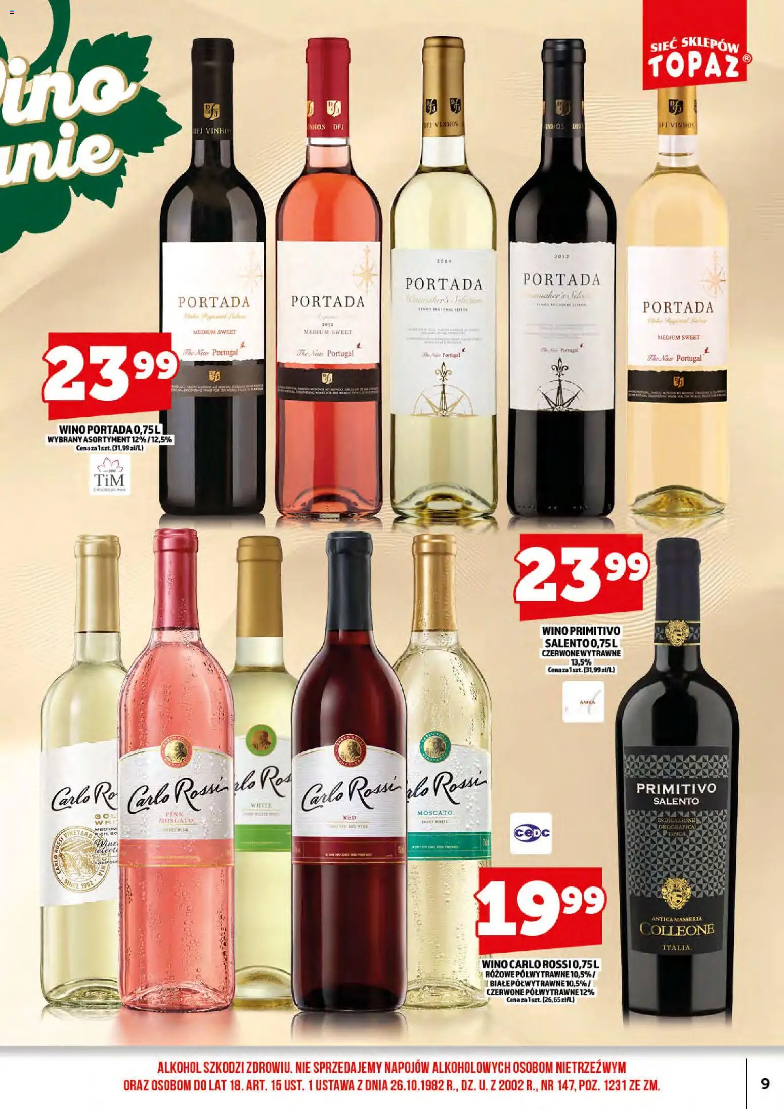 Topaz gazetka alkoholowa od 15.06.2026 | Strona: 11 | Produkty: Wino, Alkohol, Carlo Rossi