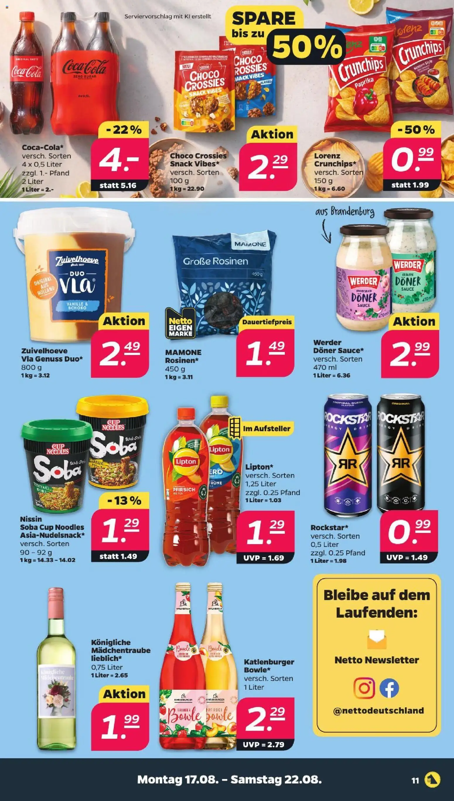 Netto Prospekt – gültig ab 17.08.2026 | Seite: 13 | Produkte: Coca cola, Cola, Rosinen, Paprika