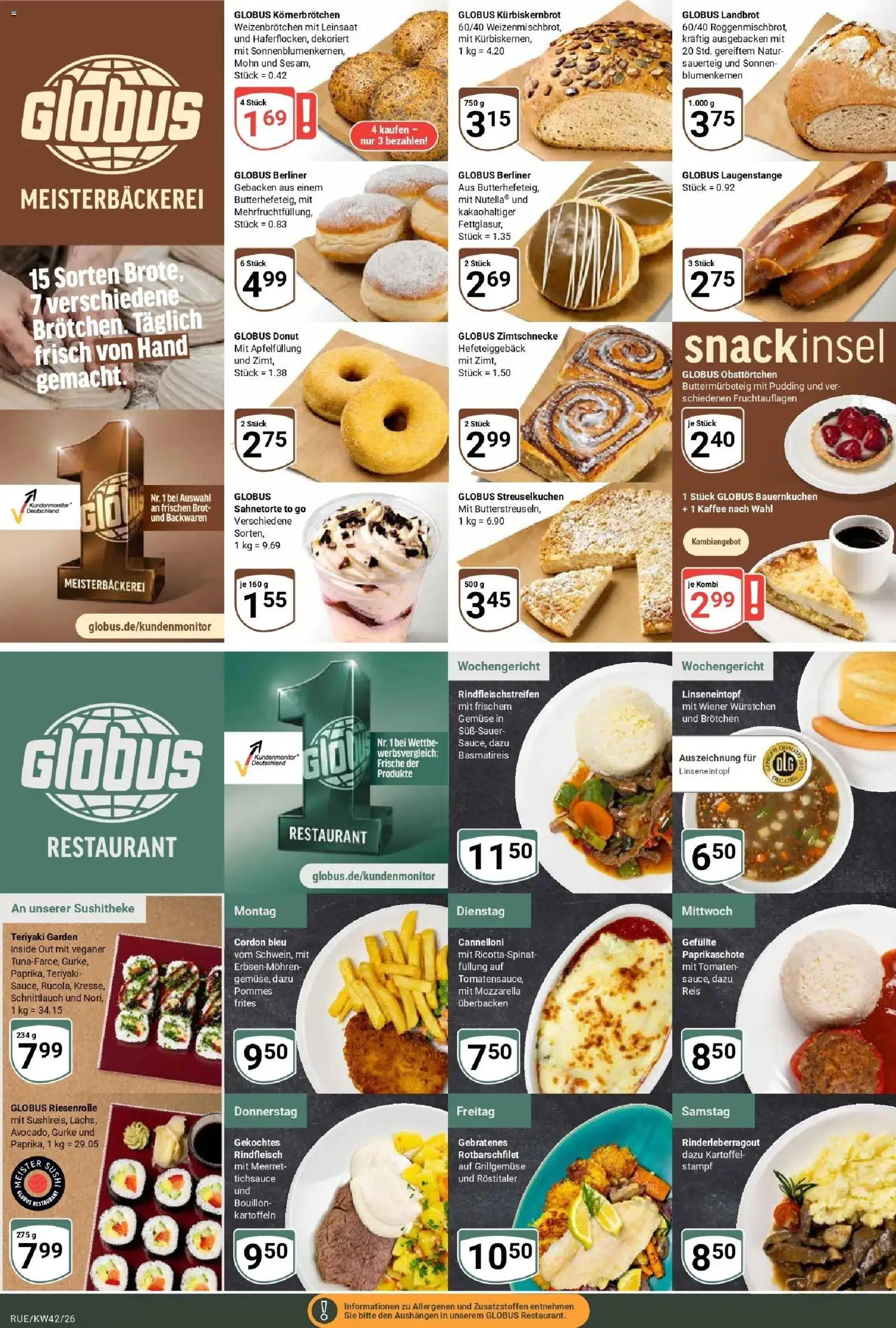 Globus Prospekt Rüsselsheim (ab 12.10.2026) » Angebote online | Seite: 8 | Produkte: Wiener wurstchen, Gemüse, Brot, Reis