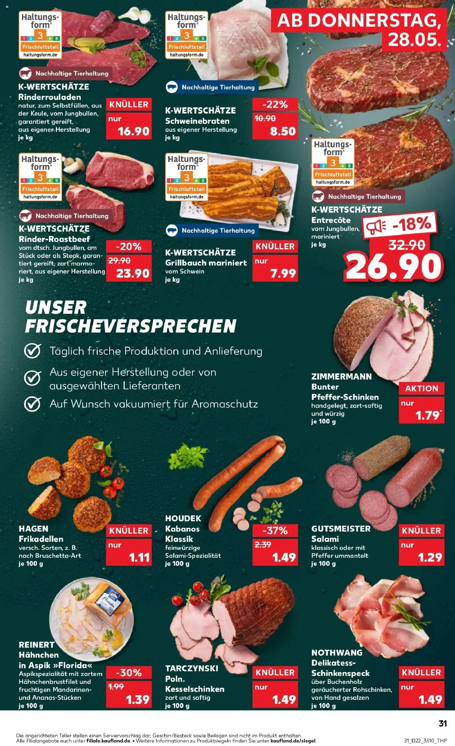 Kaufland Prospekt Sömmerda – gültig ab 26.05.2026 | Seite: 36 | Produkte: Rinderrouladen, Mandarinen, Entrecote, Salami