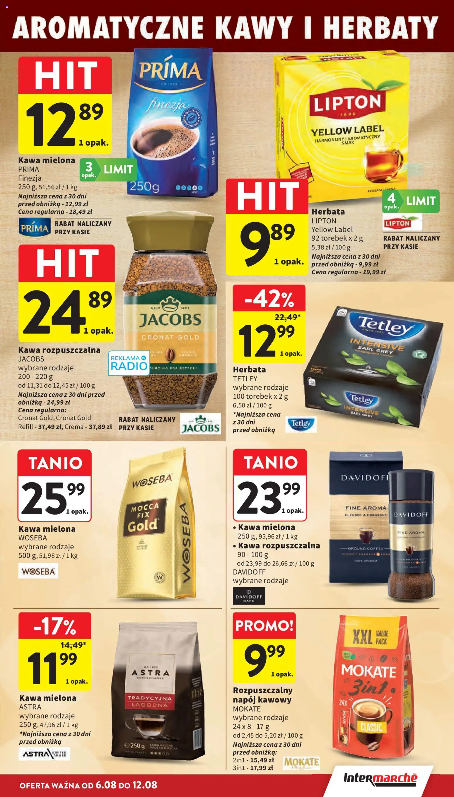 Intermarche gazetka od 06.08.2026 | Strona: 25 | Produkty: Radio, Kawa mielona Prima, Kawa, Herbata