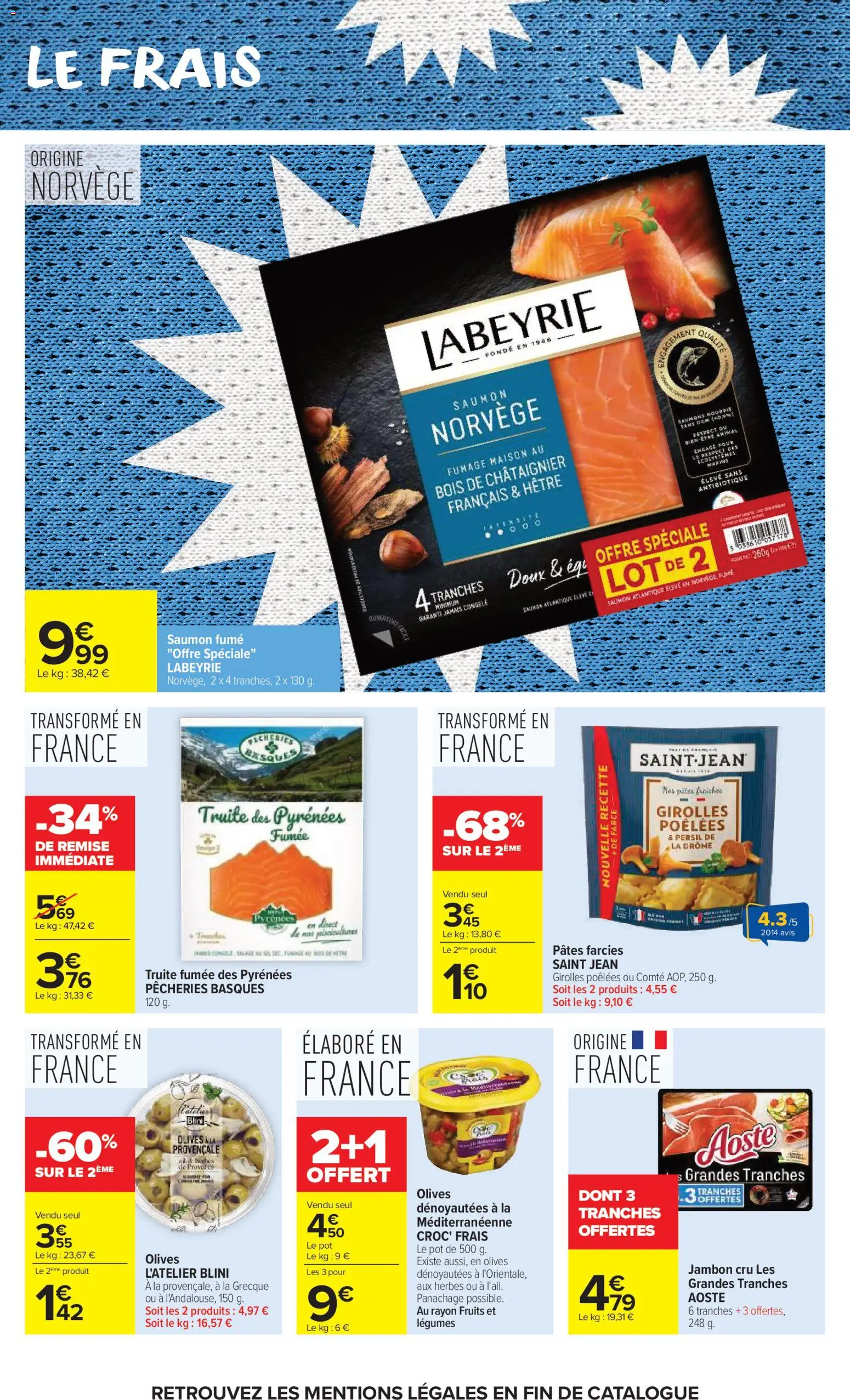 {H1} | Page: 30 | Produits: Olives, Truite fumée, Jambon, Pâtes