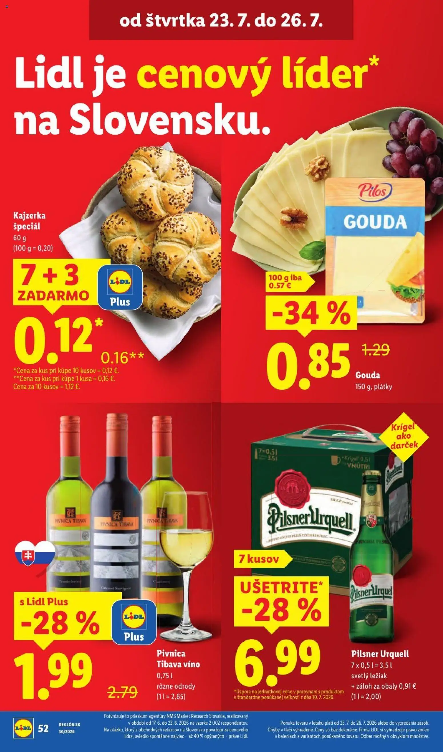 Nové Lidl akcie – leták je platný od 20.07.2026 | Strana: 71 | Produkty: Pilsner Urquell, Víno, Gouda