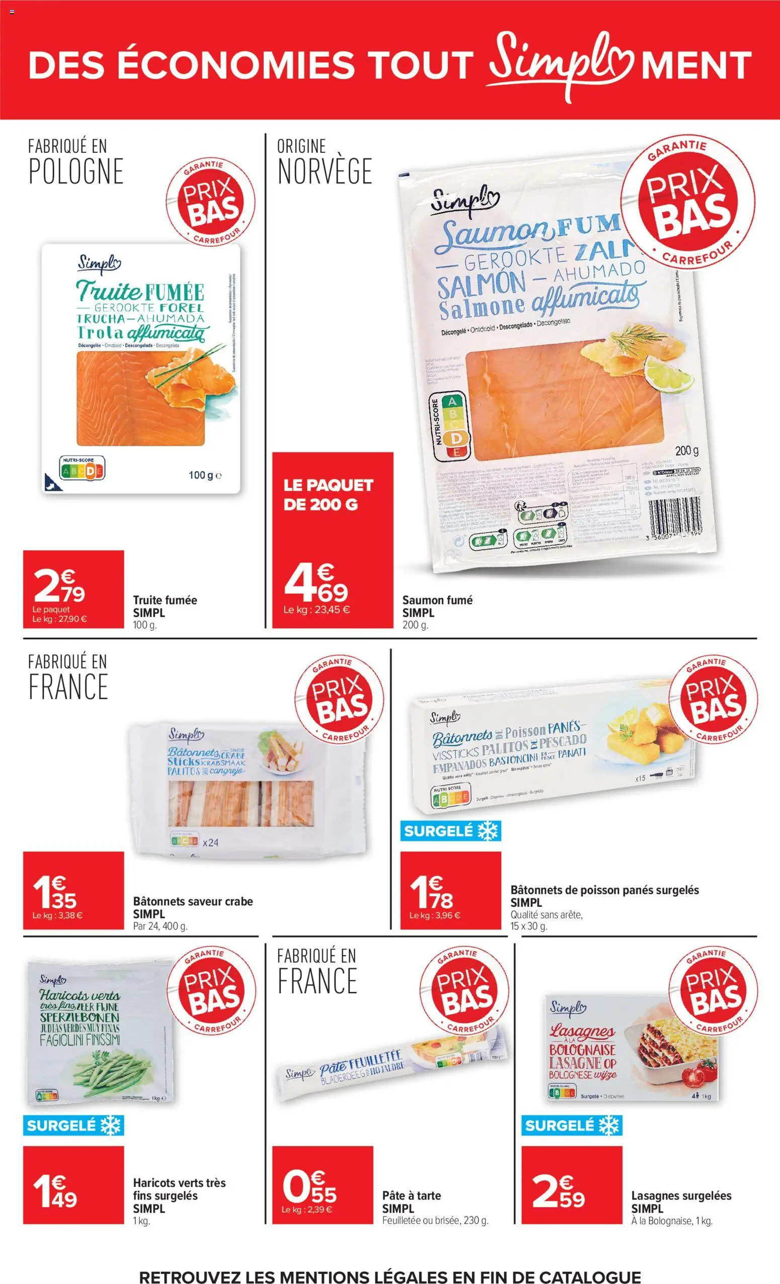 {H1} | Page: 4 | Produits: Saumon fumé, Pâte feuilletée, Lasagnes, Poisson
