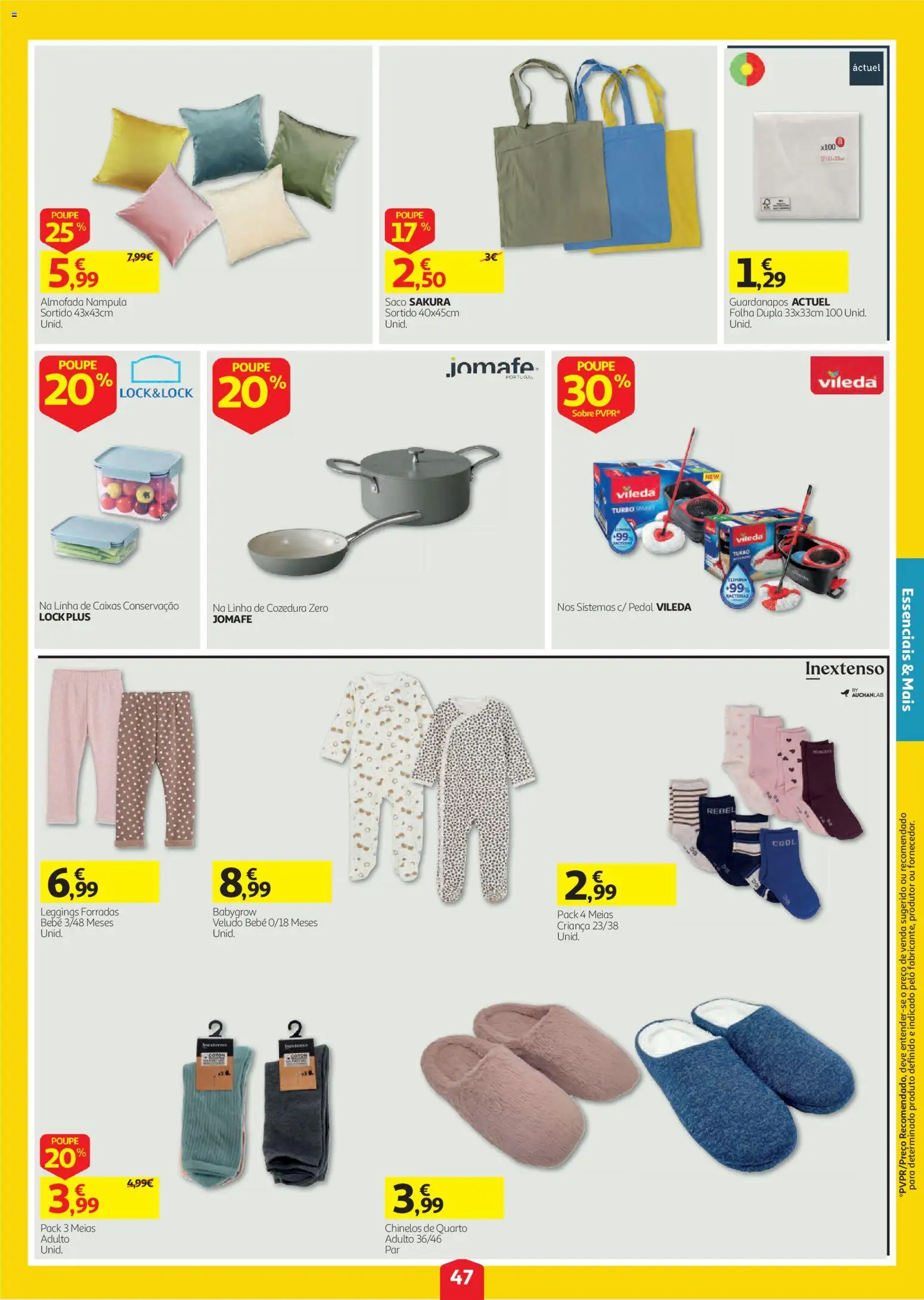 Auchan folheto │ válido de 08/10/2026 | Página: 47 | Produtos: Chinelos, Almofada, Meias, Leggings