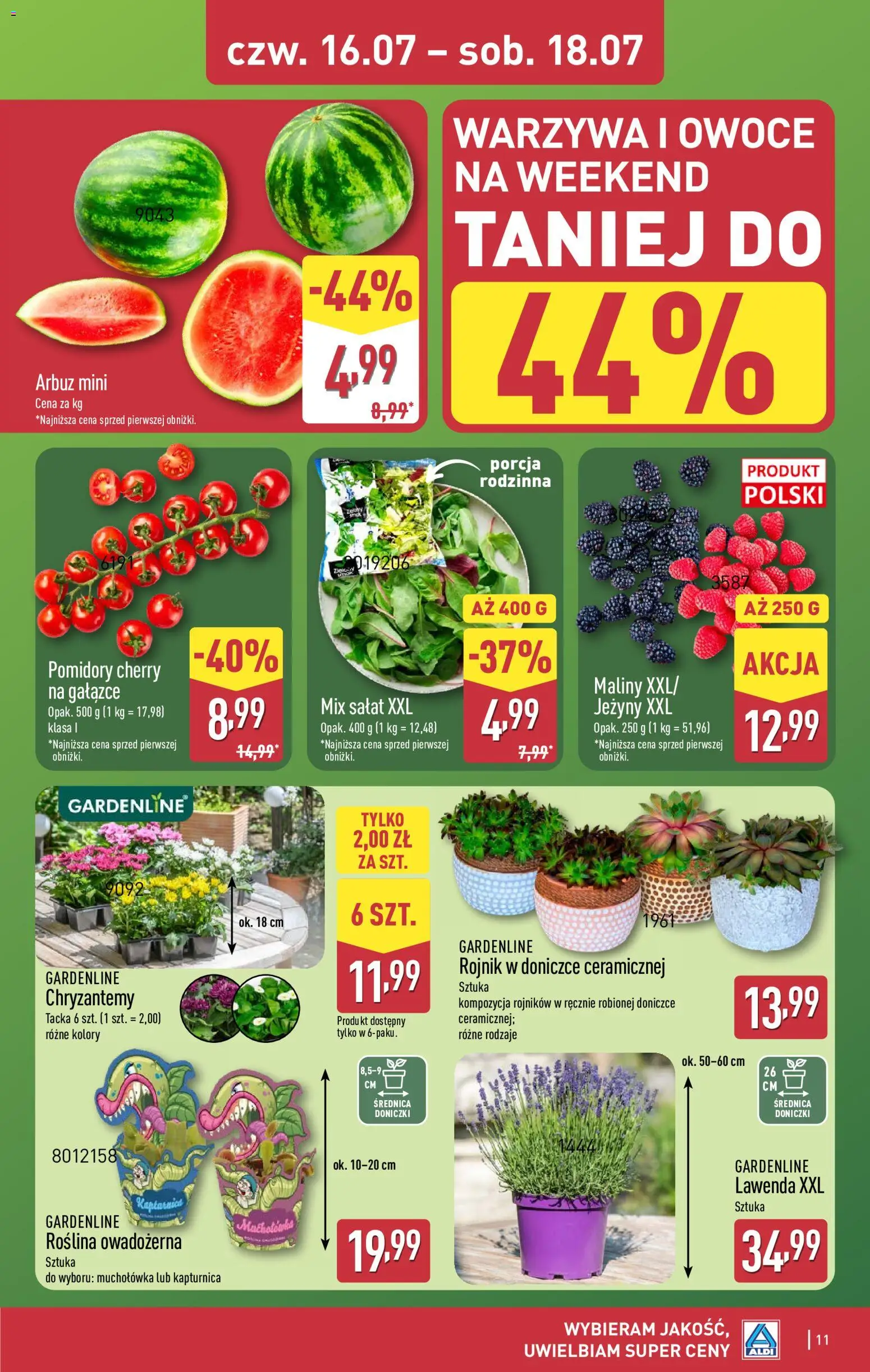 Aldi Polsko leták - Oferta weekendowa od 16.07.2026 | Strana: 11 | Produkty: Salát, Maliny, Mix salát
