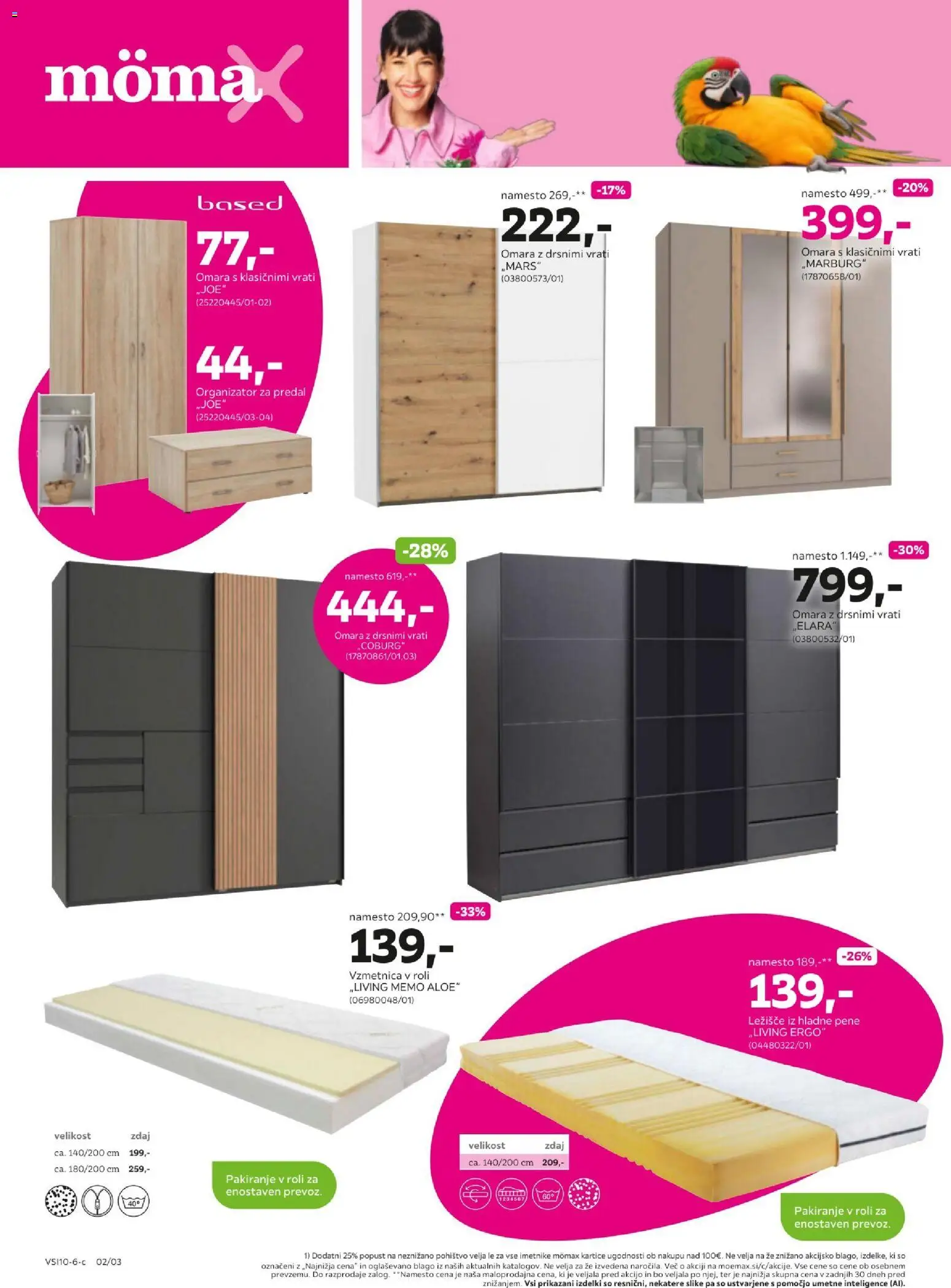 Novi Mömax katalog ponudbe – veljaven od 11.10.2026 | Stran: 2 | Izdelki: Pohištvo, Ležišče, Vzmetnica, Omara