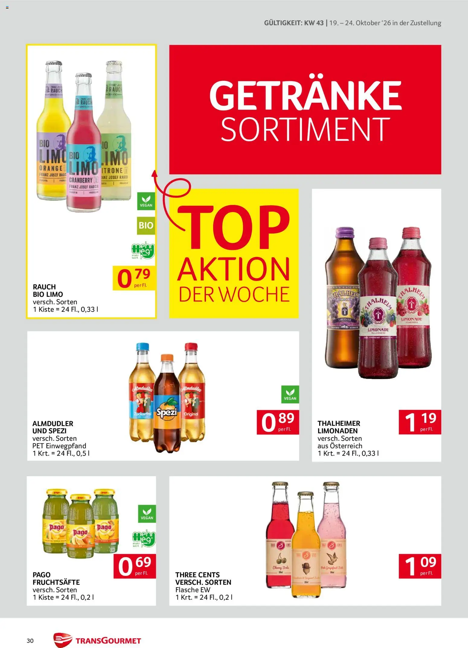 Transgourmet Flugblatt gültig ab 19.10.2026 | Seite: 30 | Produkte: Getränke