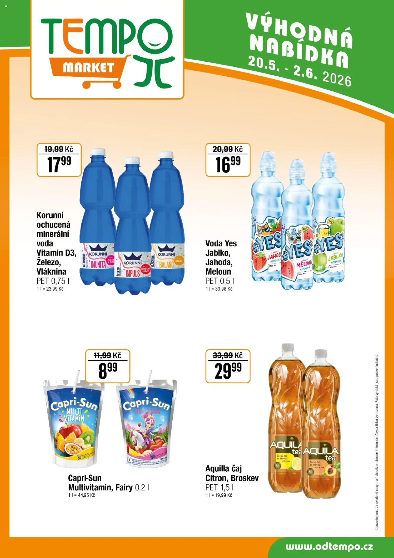 Tempo leták od 20.05.2026 | Strana: 12 | Produkty: Voda, Čaj, Minerální voda, Aquila