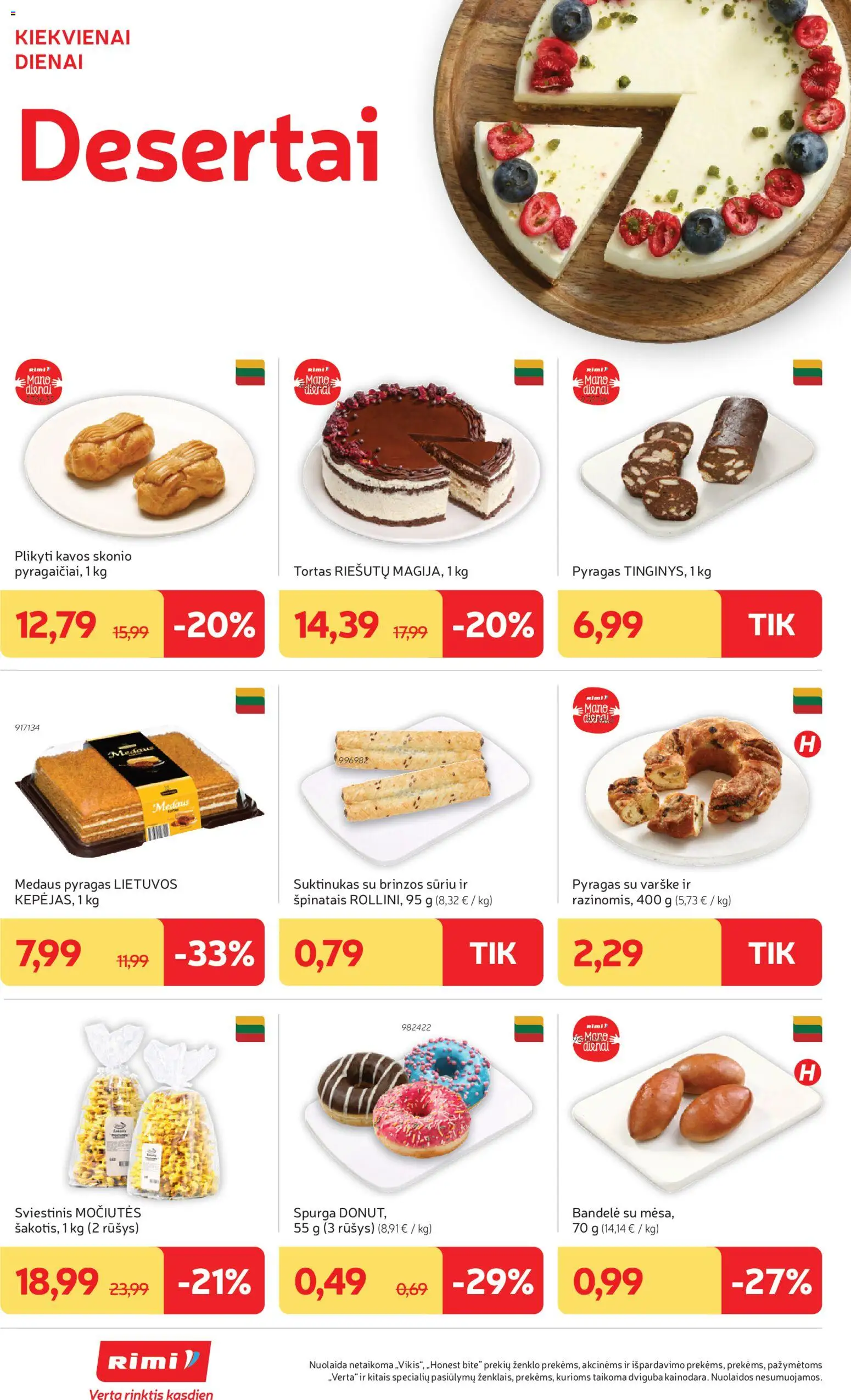 Rimi akcijos nuo 02.06.2026 | Puslapis: 14 | Prekių: Bandelė, Tortas, Pyragas, Varškė