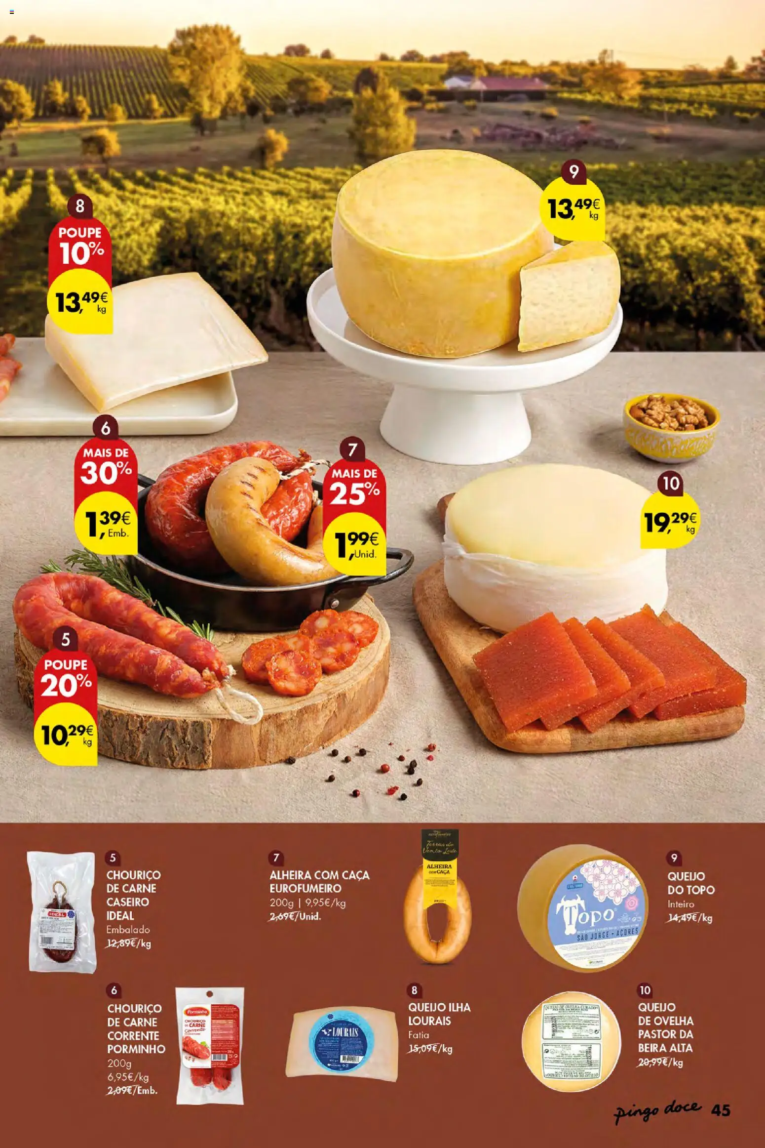 Pingo Doce Vinhos e Sabores de Portugal Açores │ válido de 17/09/2026 | Página: 45 | Produtos: Queijo, Chouriço, Carne, Alheira