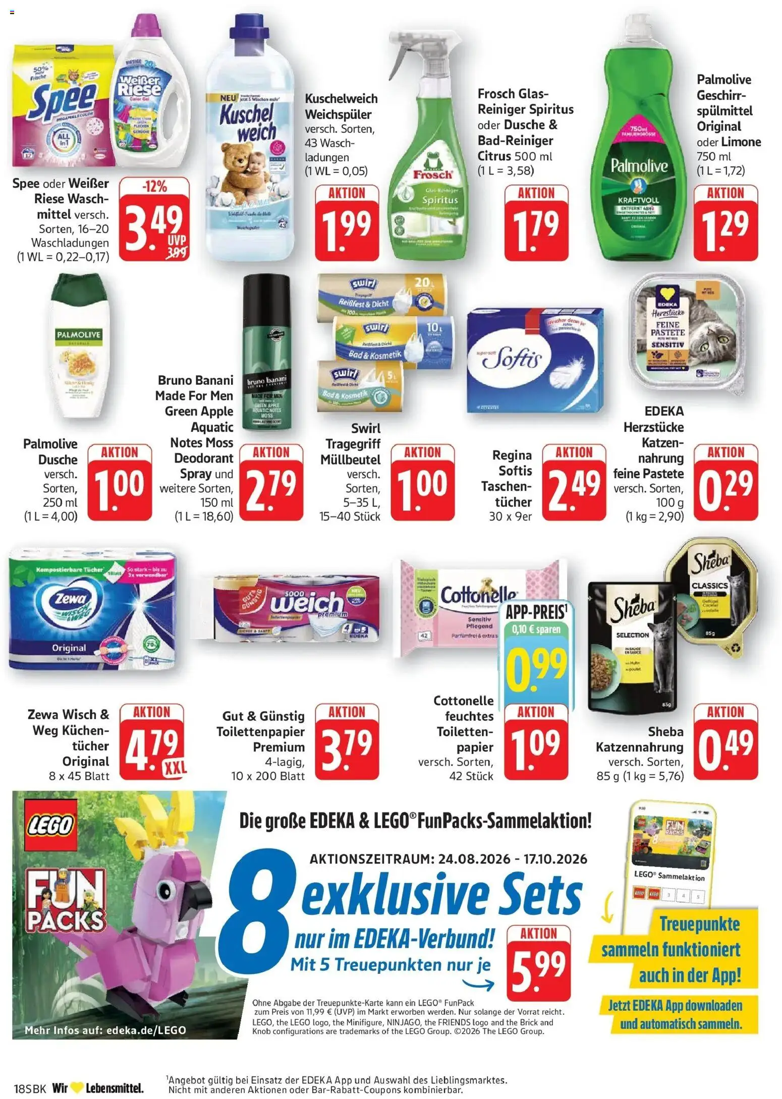 E center Prospekt Bruchsal (ab 24.08.2026) zum Blättern | Seite: 18 | Produkte: Bad, Zewa, Deodorant, Kuchen