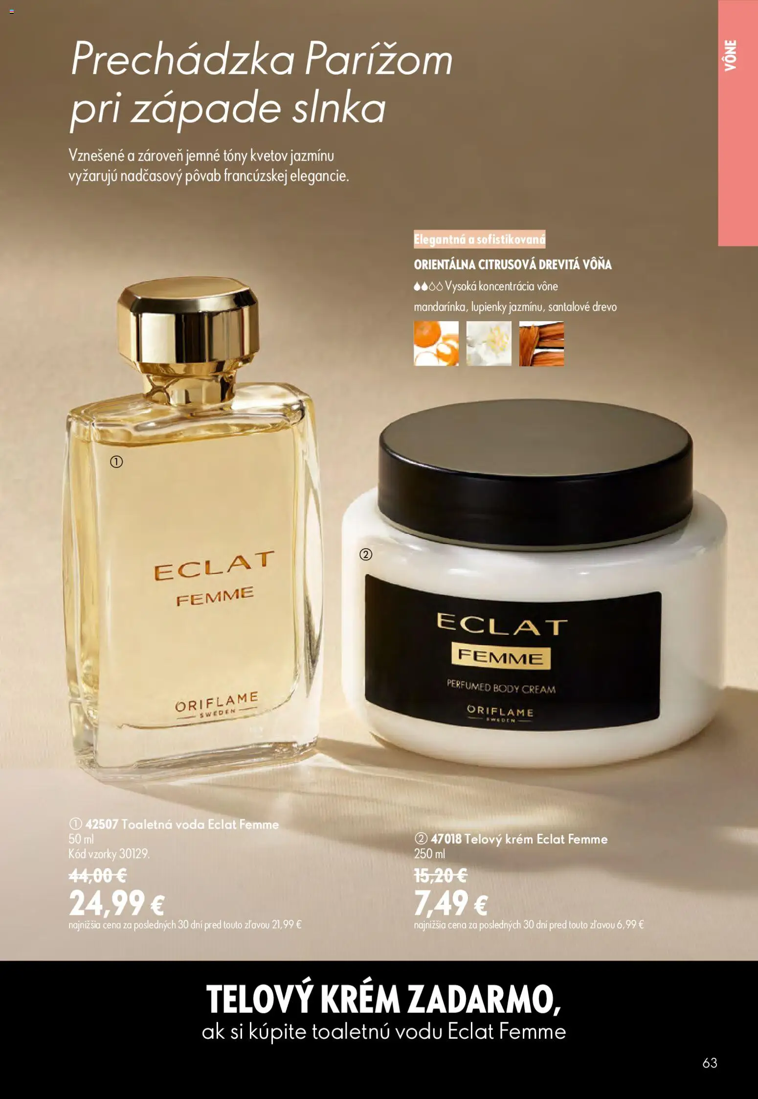 Nové Oriflame akcie – leták je platný od 29.07.2026 | Strana: 63 | Produkty: Toaletná voda, Telový krém, Krém, Voda