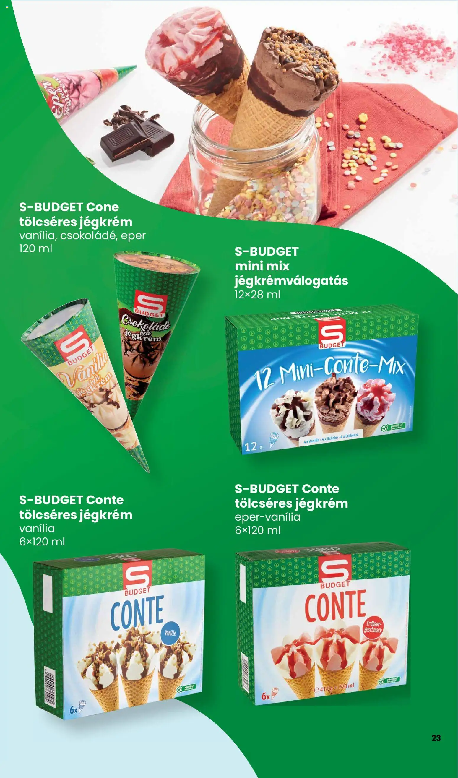 Spar akciós ujság - amely érvényes a következő dátumtól: 2026.05.14. | Oldal: 23 | Termékek: Vanília, Eper, Jégkrém