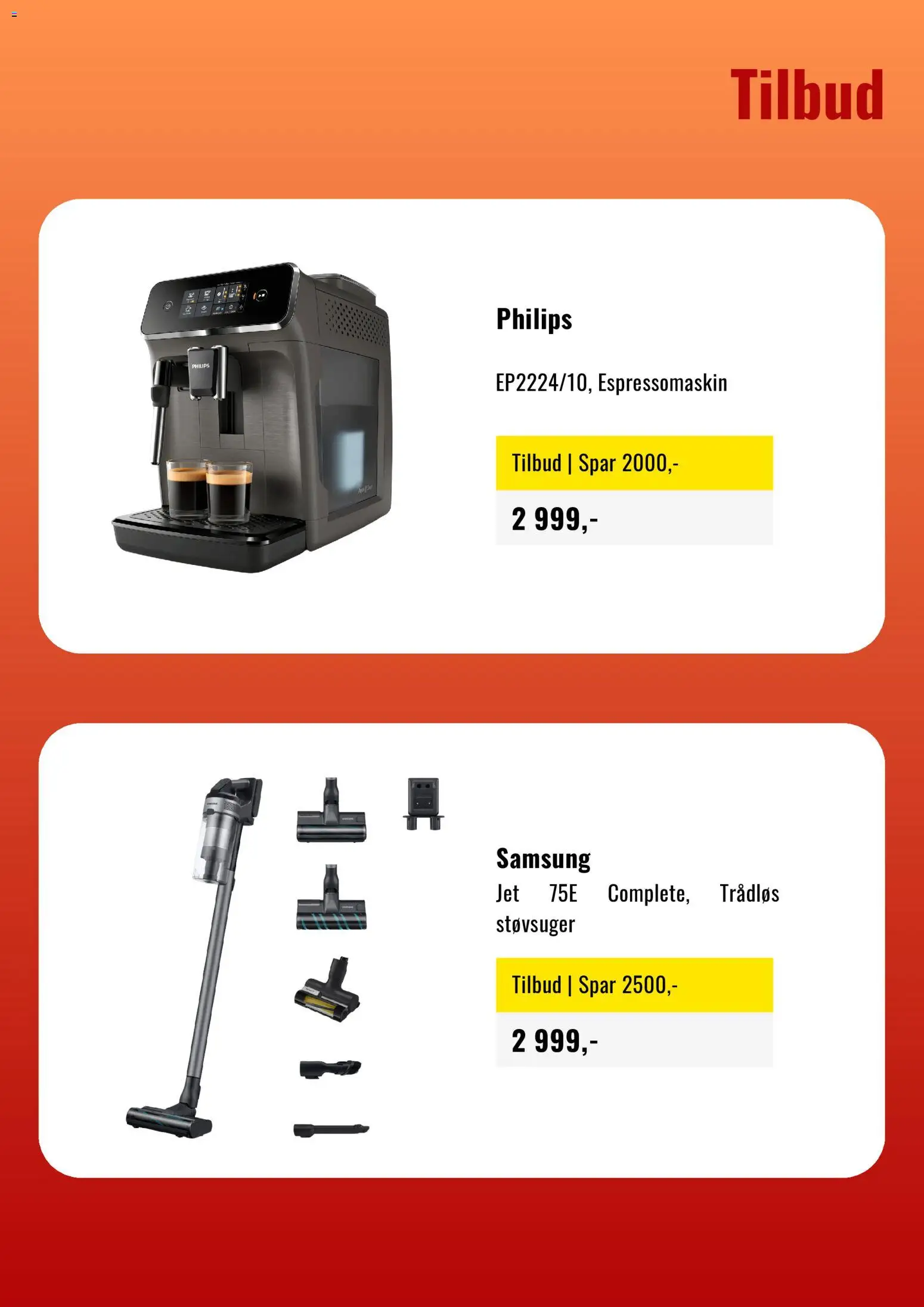 {H1} | Side: 2 | Produkter: Espressomaskin, Støvsuger